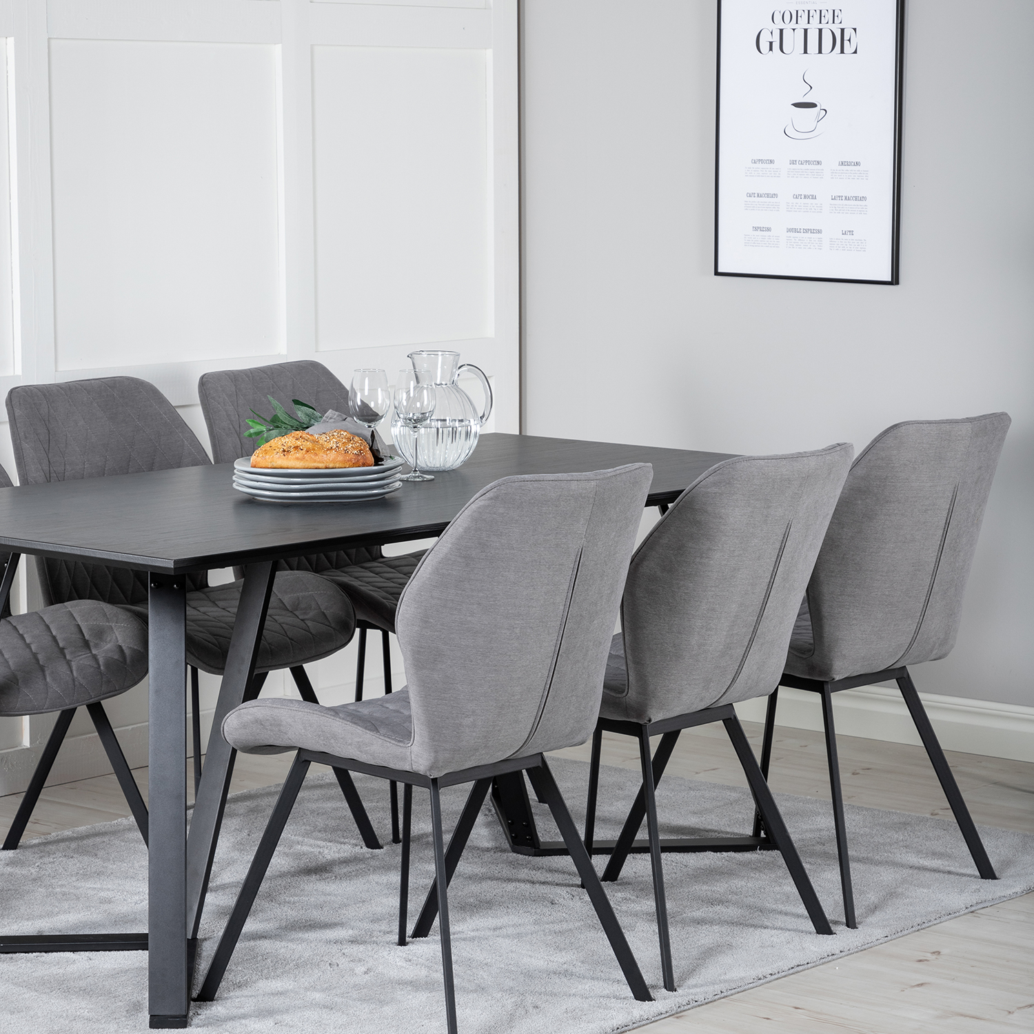 Spisegruppe Venture Home Madde med 6 Geneva Stoler