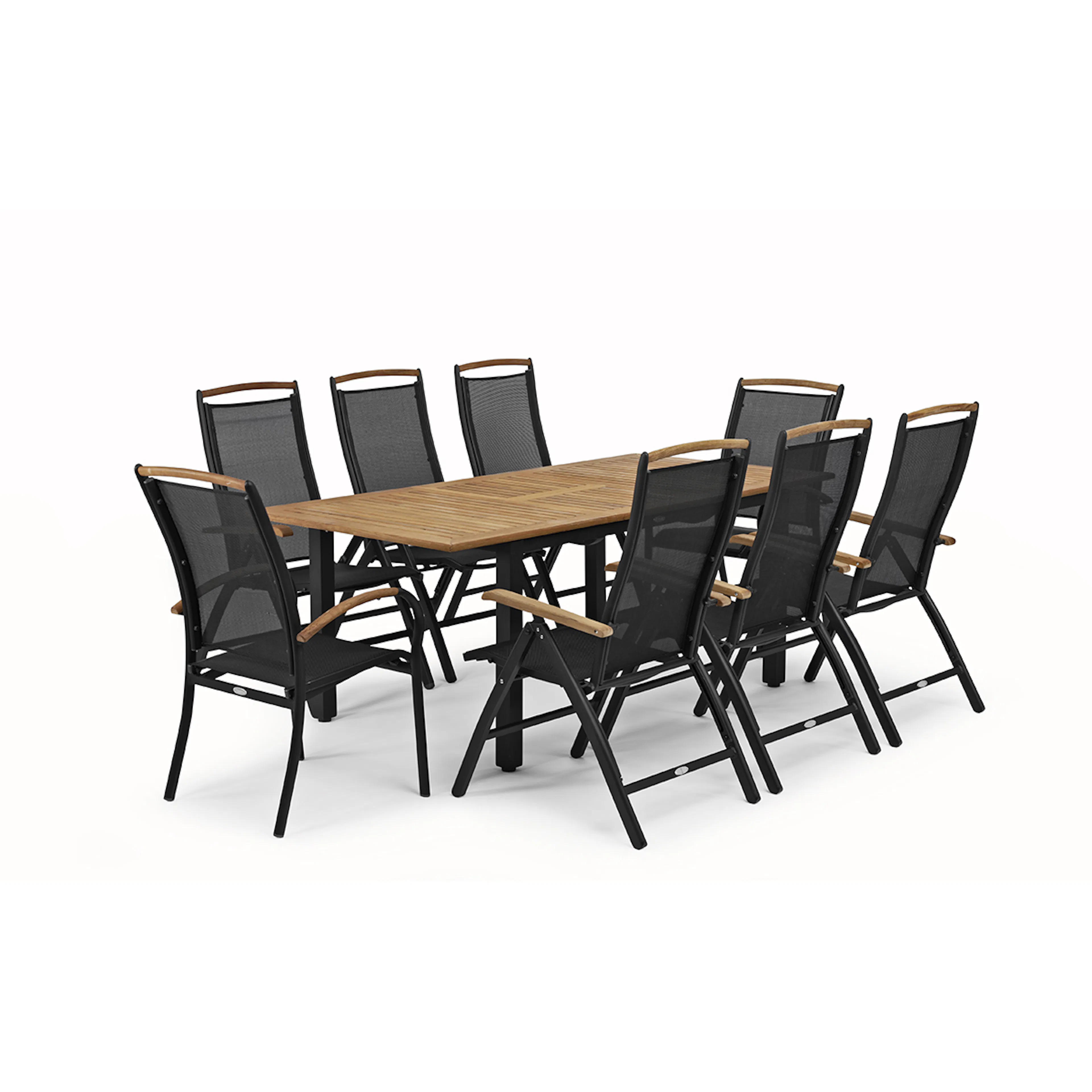 Spisegruppe Hillerstorp Nydala 96x150-200 cm med 6stk Posisjonsstoler og 2stk Stablestoler