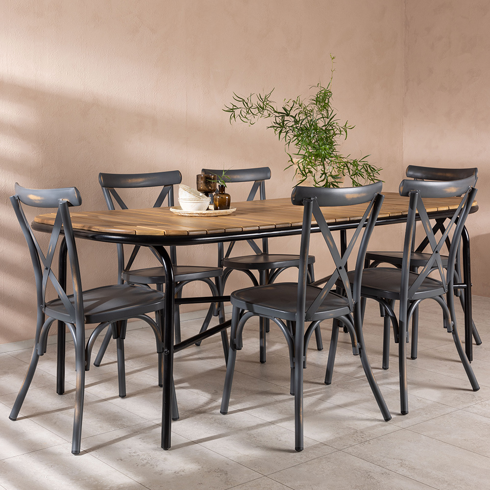 Spisegruppe Venture Home Holmbeck Bord med 6 Tablas Stoler