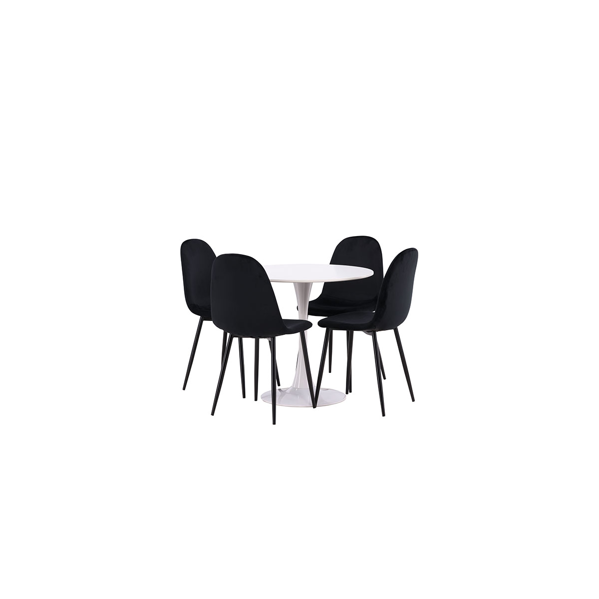 Spisegruppe Venture Home Hamden Ø80 cm med 4 Polar Fløyel Stoler
