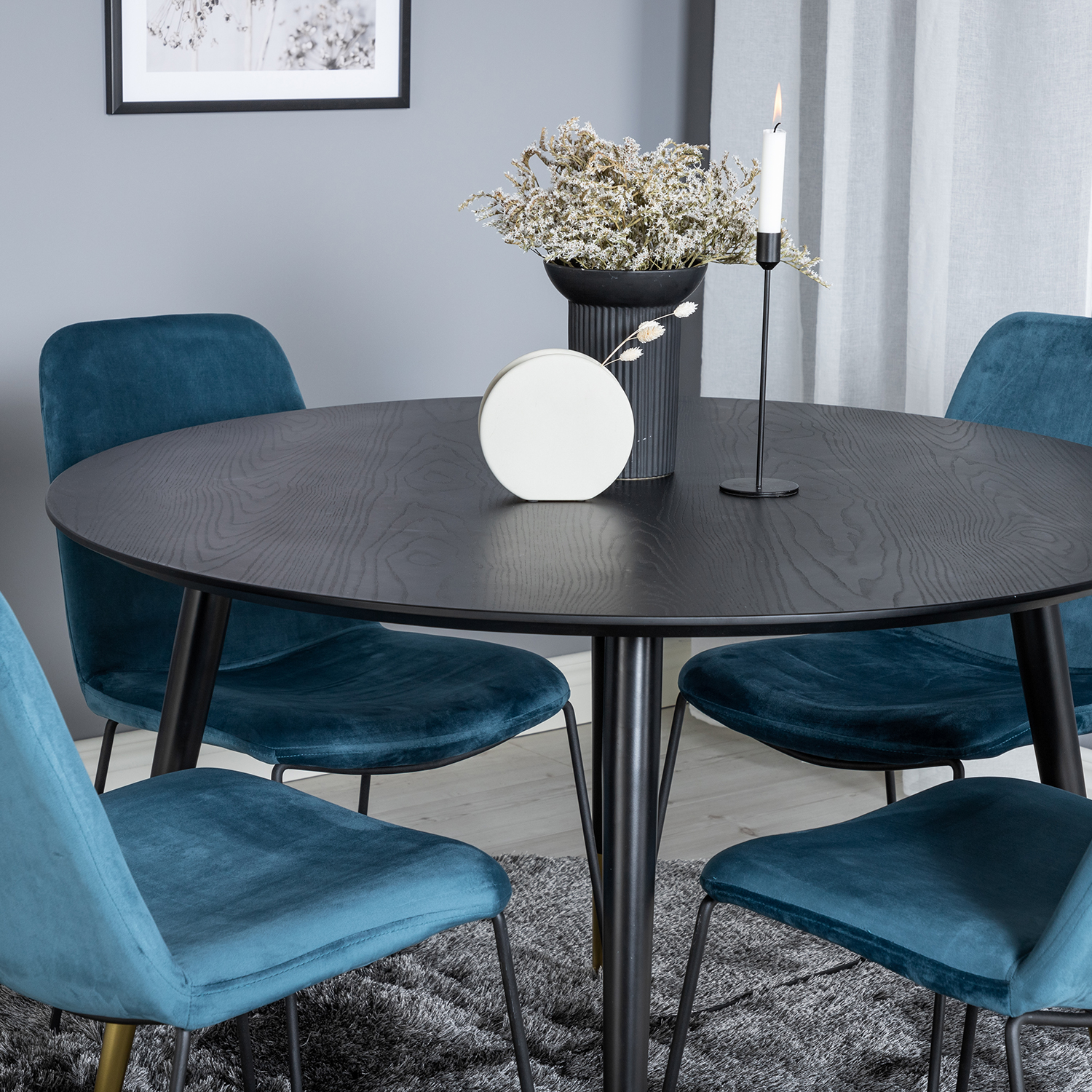 Spisegruppe Venture Home Dipp Ø115 cm med 4 Muce Stoler