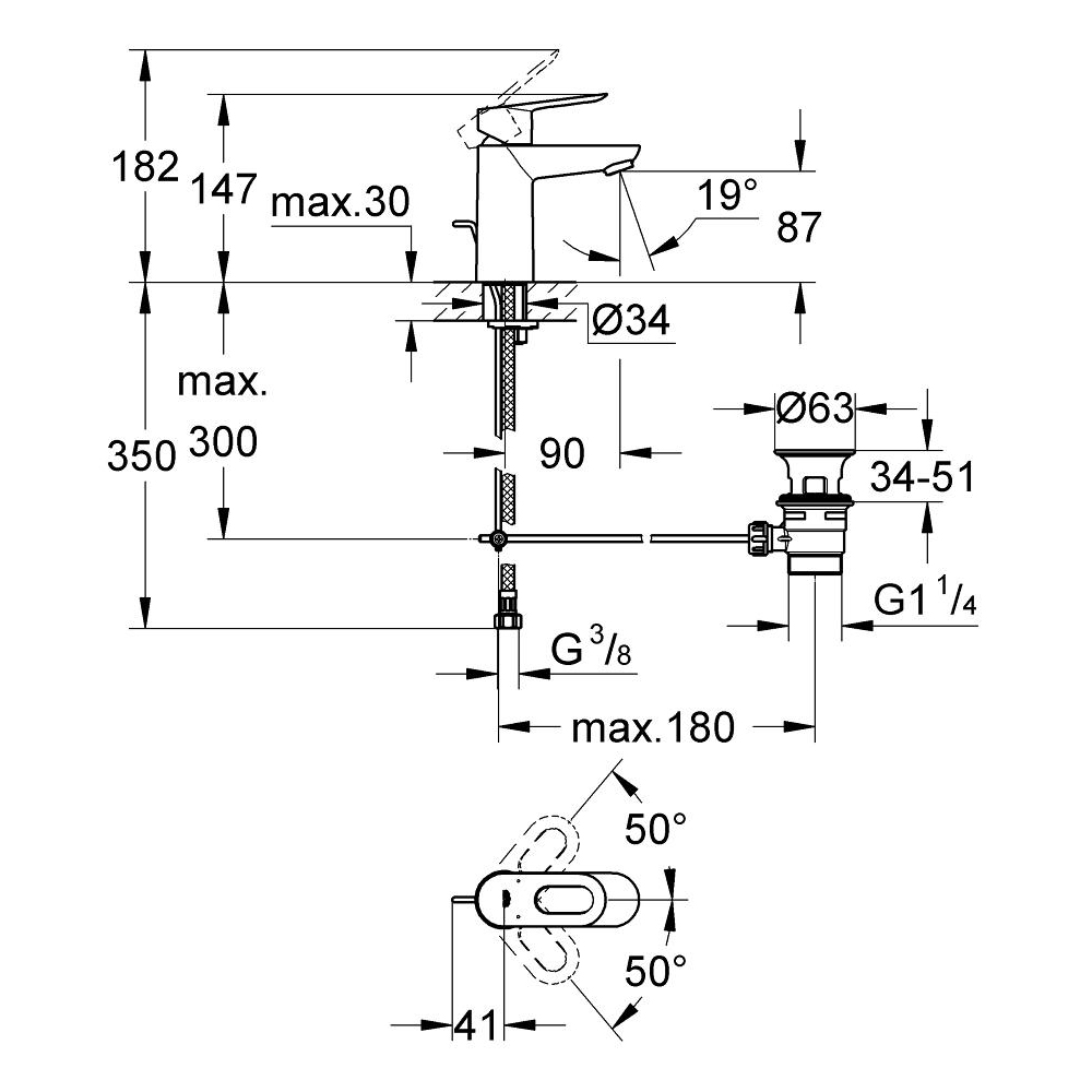 Tvättställsblandare Grohe BauLoop 23335