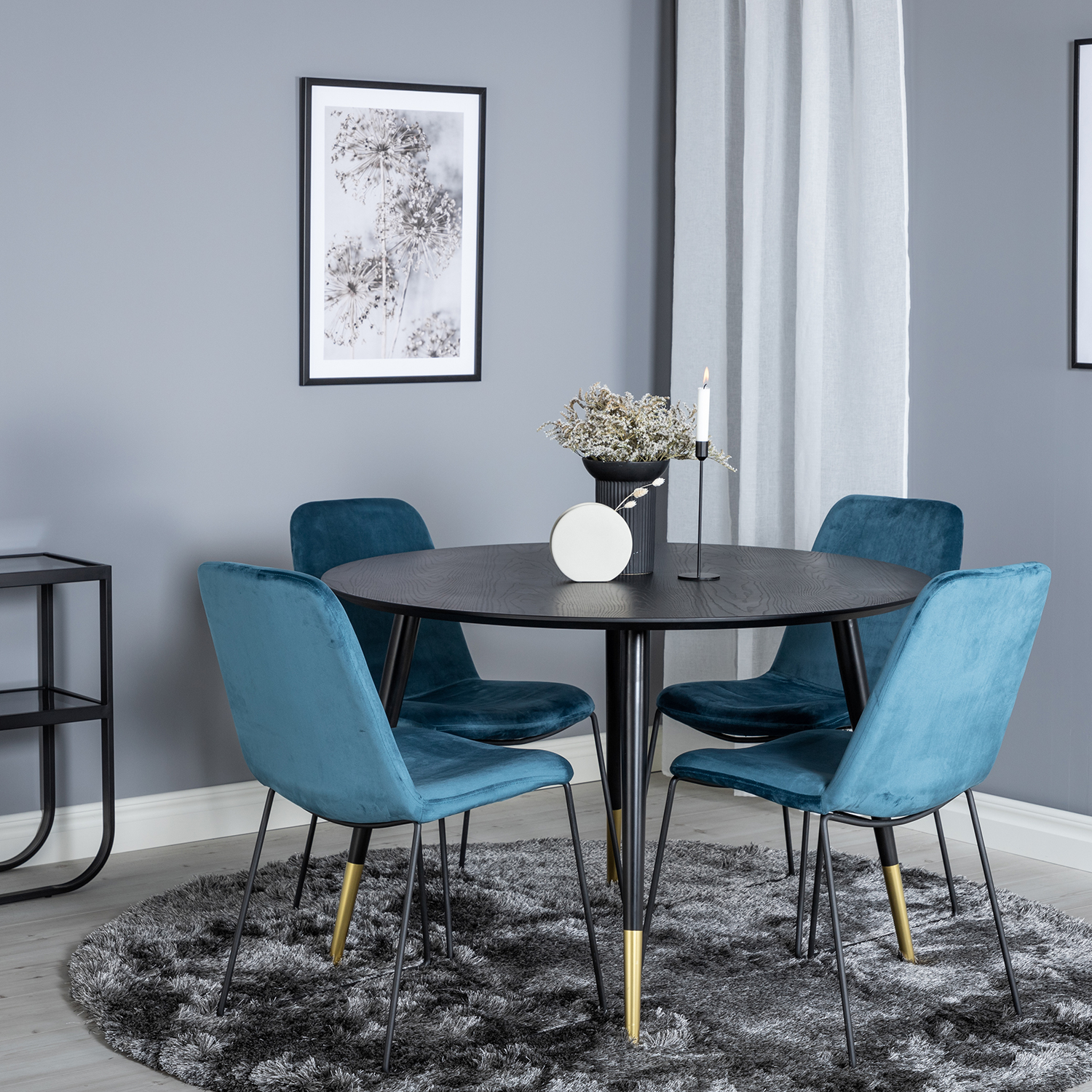 Spisegruppe Venture Home Dipp Ø115 cm med 4 Muce Stoler