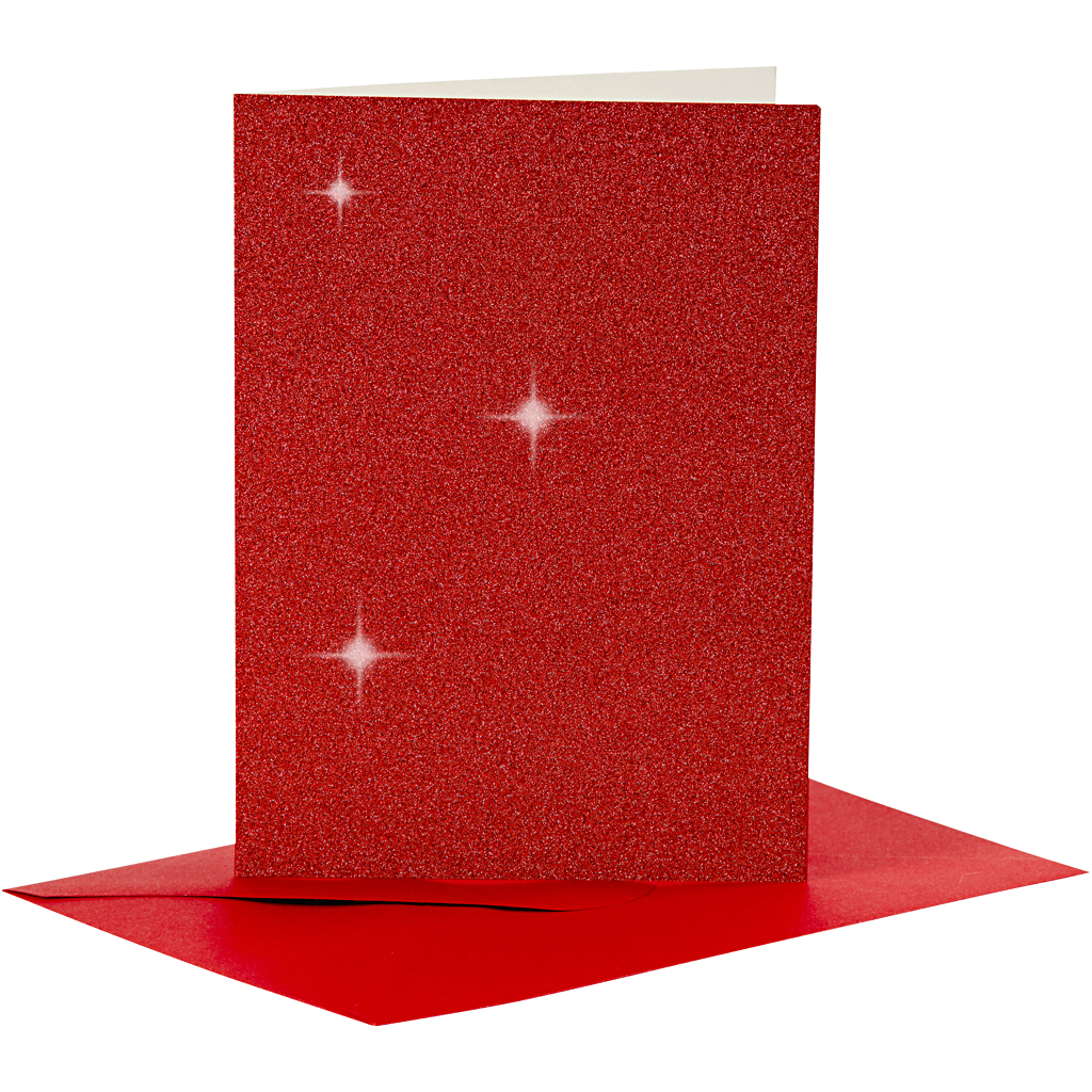 Kort Creativ Company og Konvolutt Glitter Kortstr 10,5x15 cm Konvstr 11,5x16,5 cm 4 sett/1 Pk