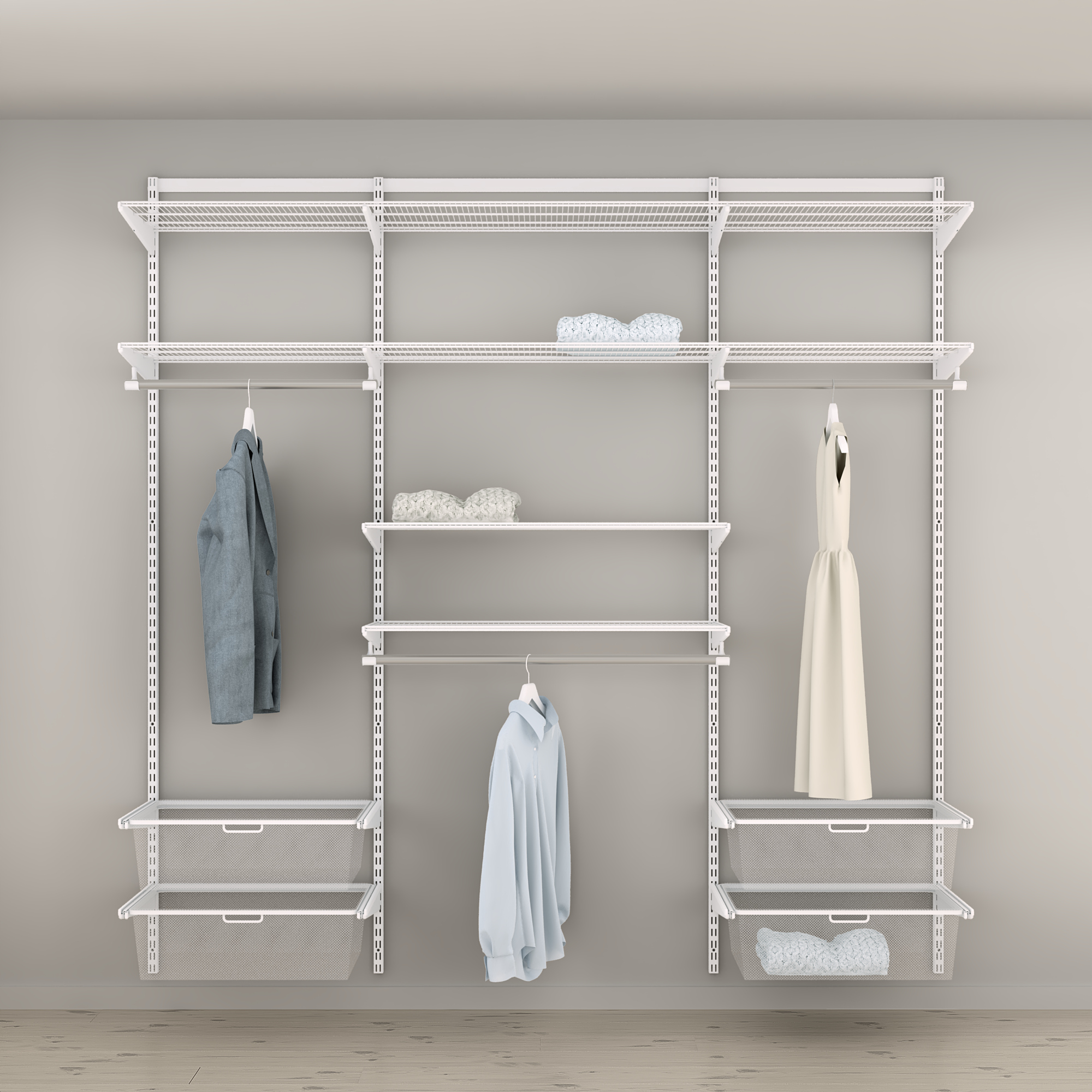 Innredningsløsning Elfa Garderobe Nr 10 Hvit B: 2158 mm