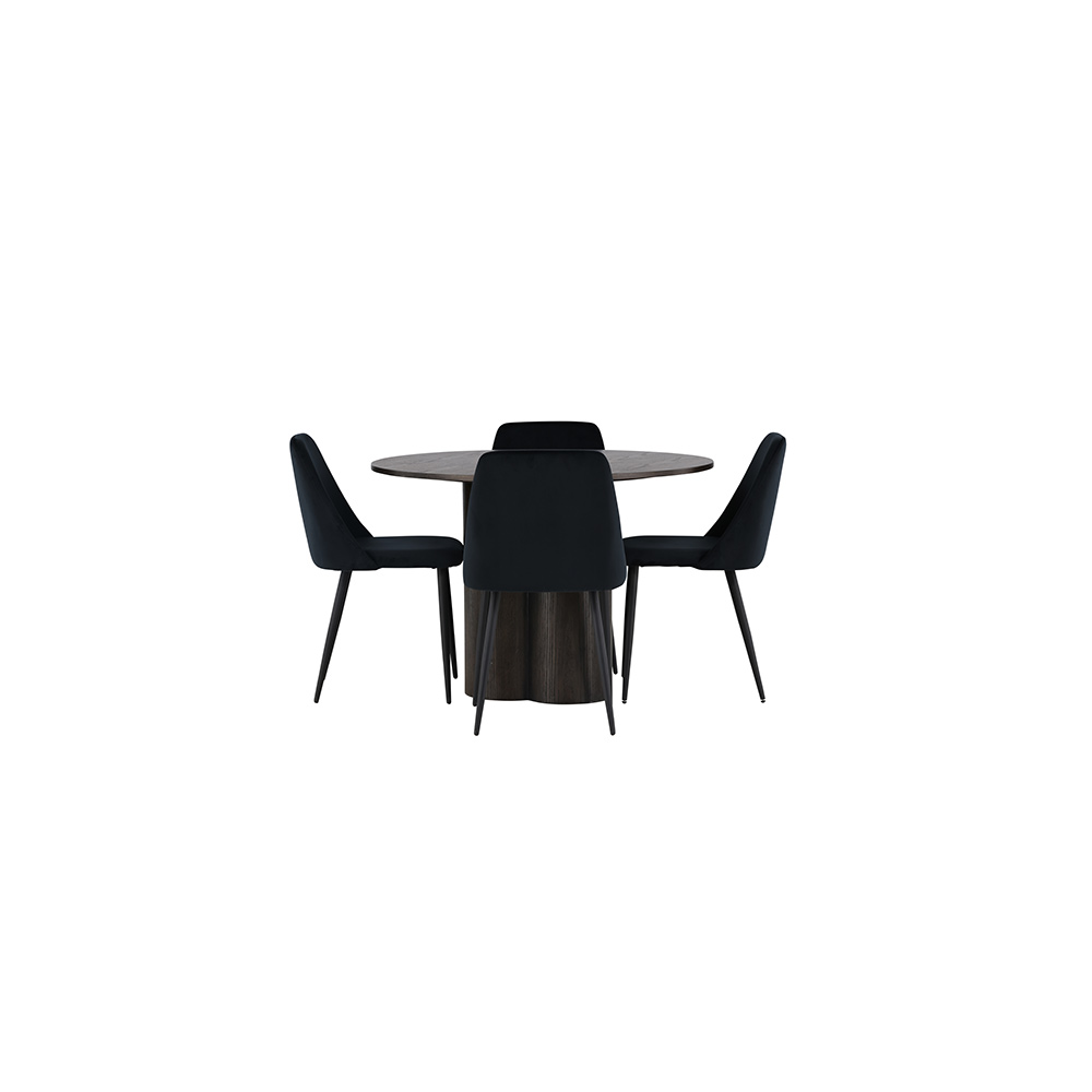 Spisegruppe Venture Home Olivia Ø110 cm med 4 stk Night Stoler