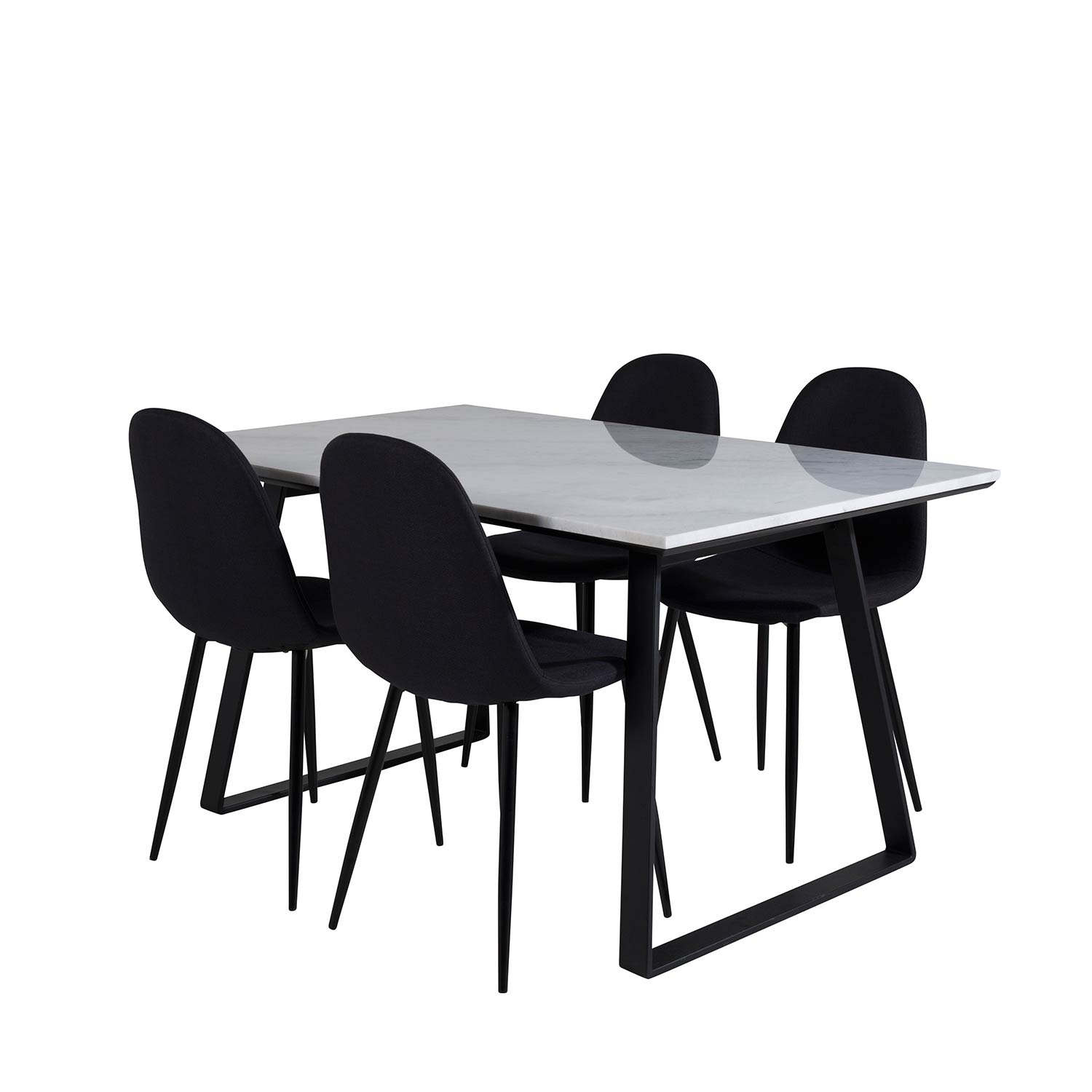 Estelle Table White / Black+Polar Chair - - Black Fabric_4 Hvit/Sort