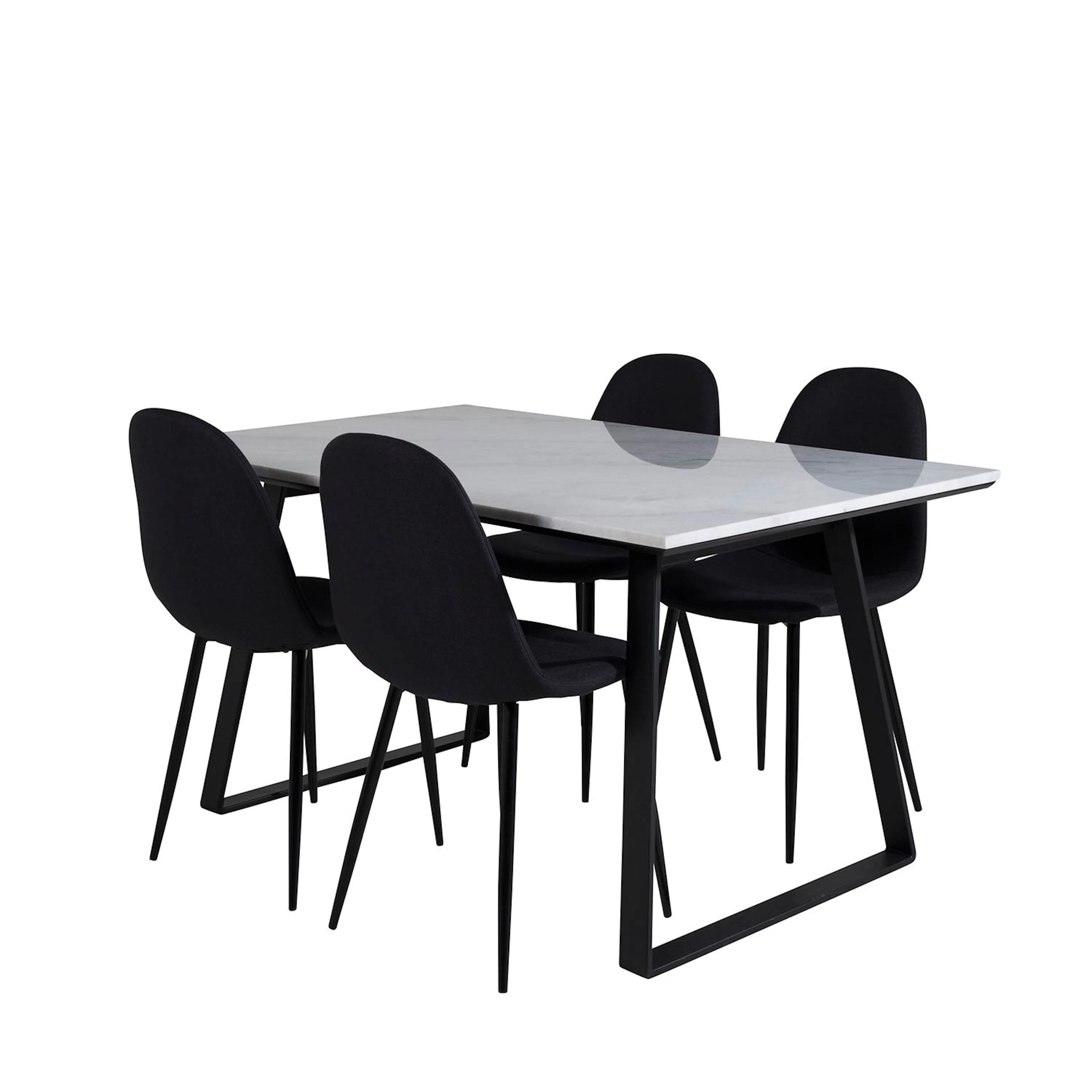 Estelle Table White / Black+Polar Chair - - Black Fabric_4 Hvit/Sort