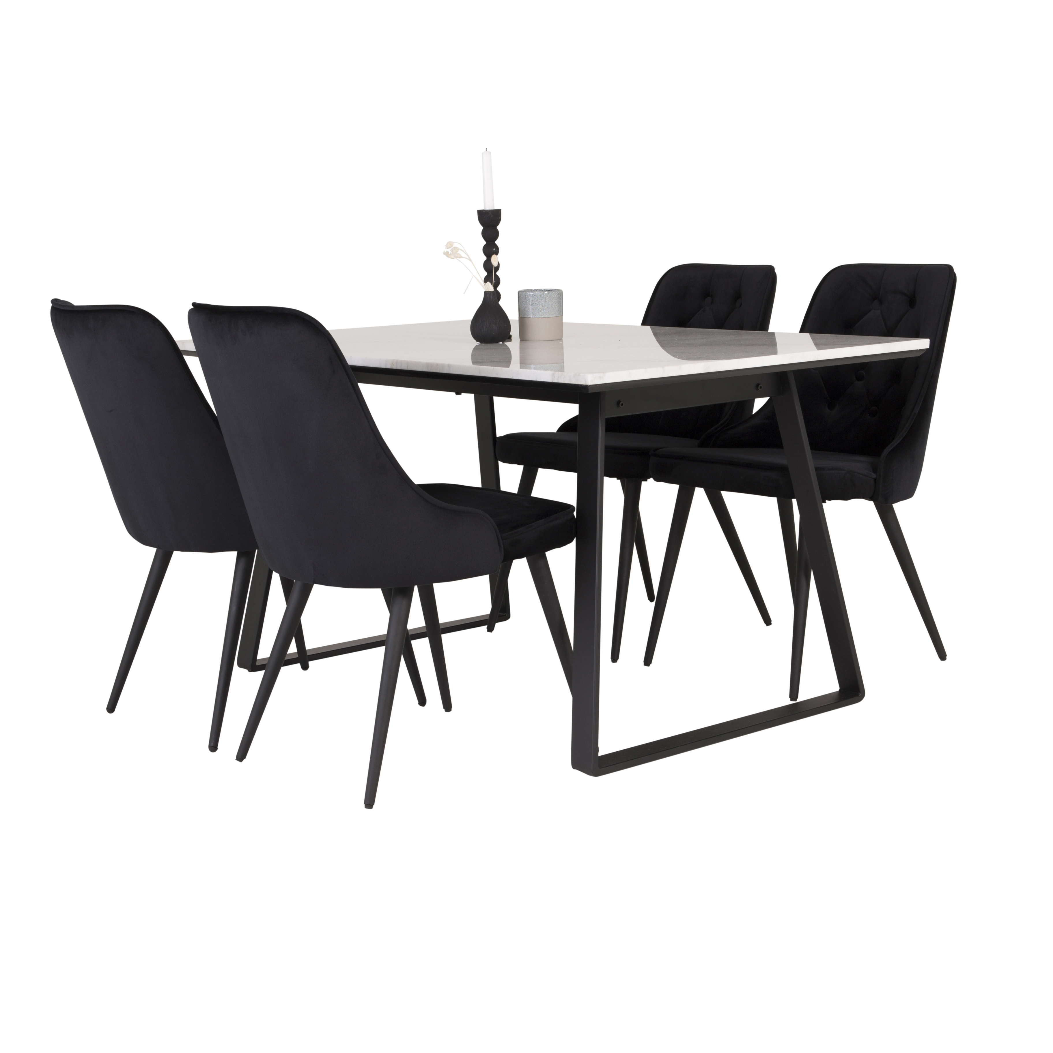 Spisegruppe Venture Home Estelle 140 med 4 Vera Stoler Fløyel