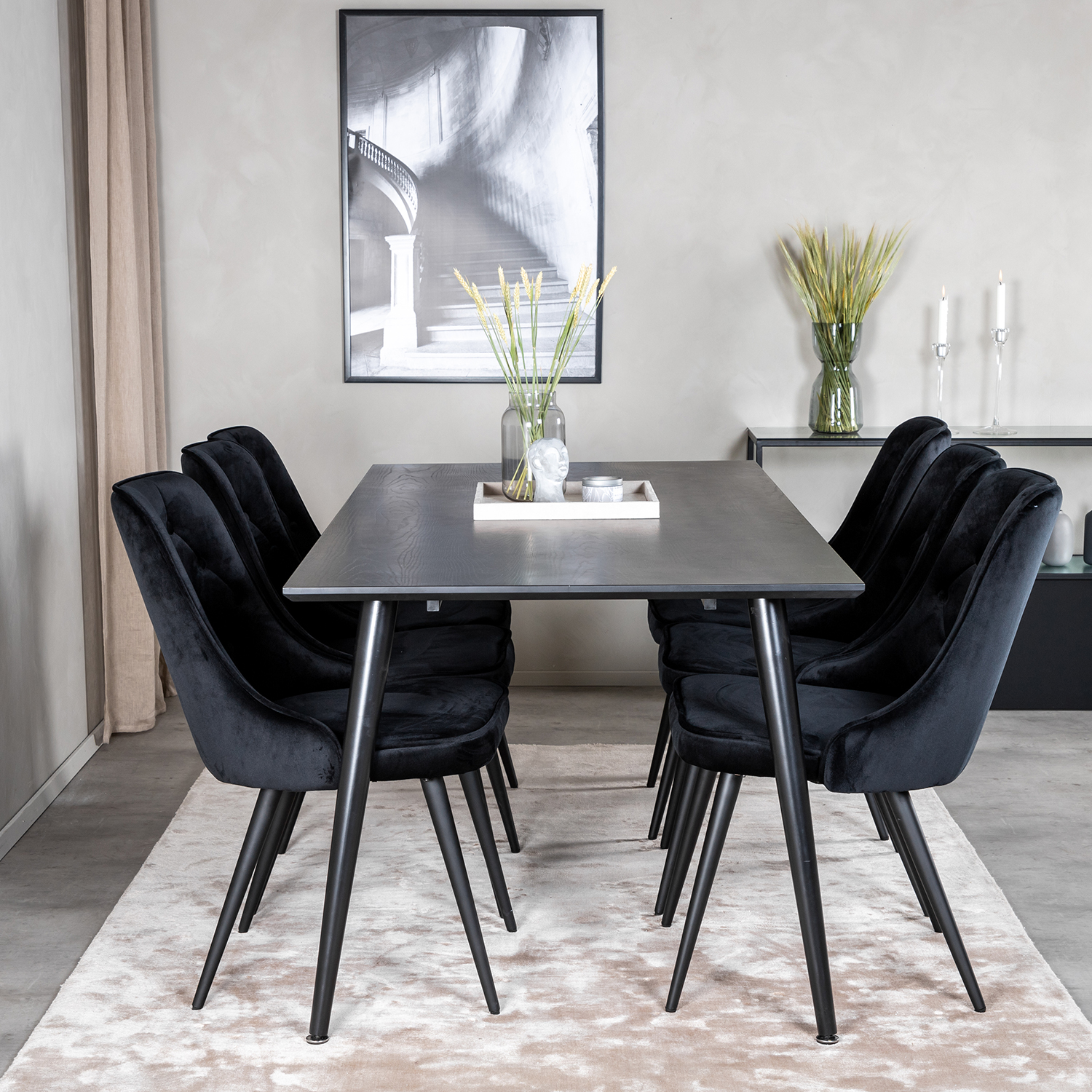 Spisegruppe Venture Home Dipp med 6 Velvet Deluxe Fløyel Stoler