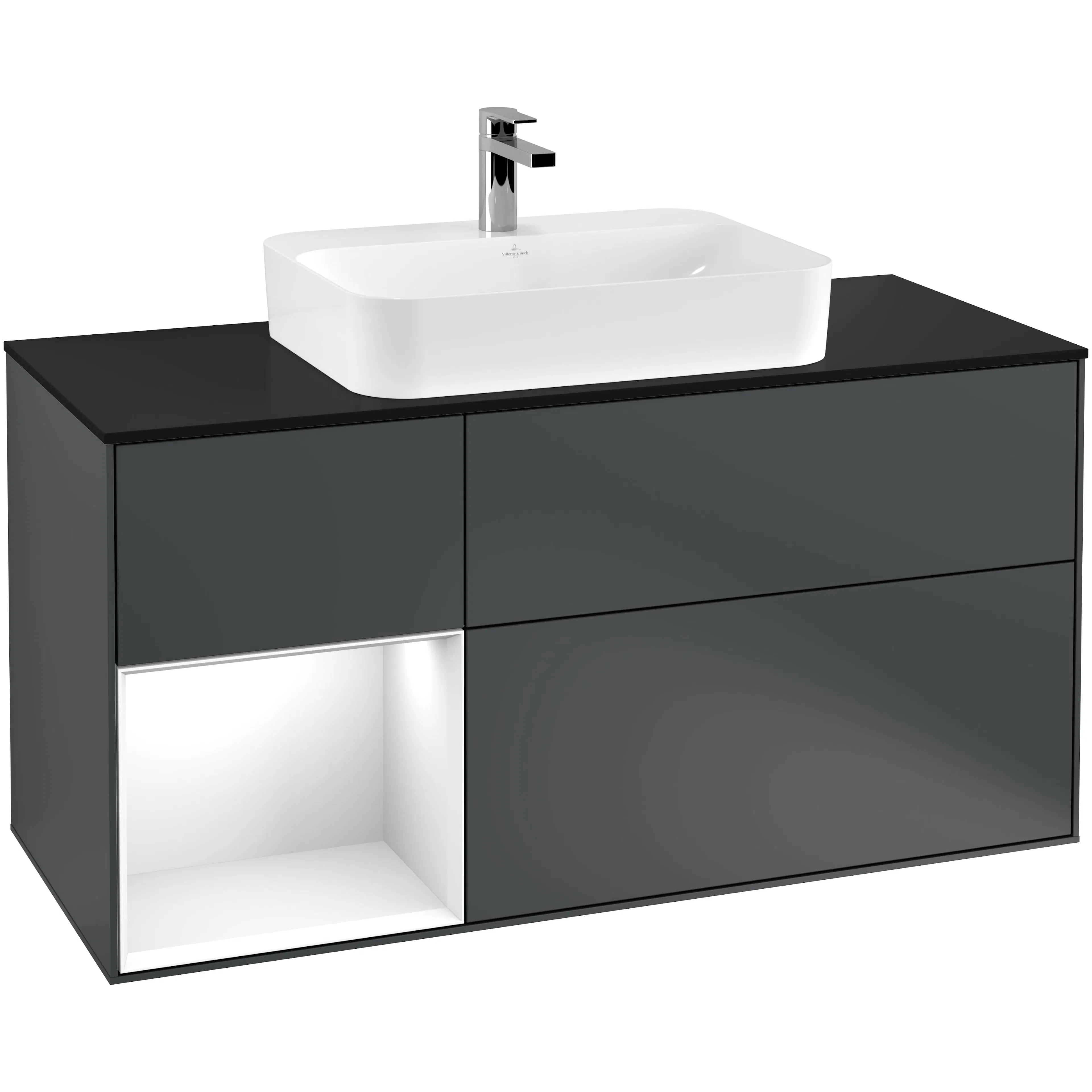 Tvättställsskåp Villeroy & Boch Finion med 3 Lådor Hylla och Bänkskiva för Ytmonterat Tvättställ
