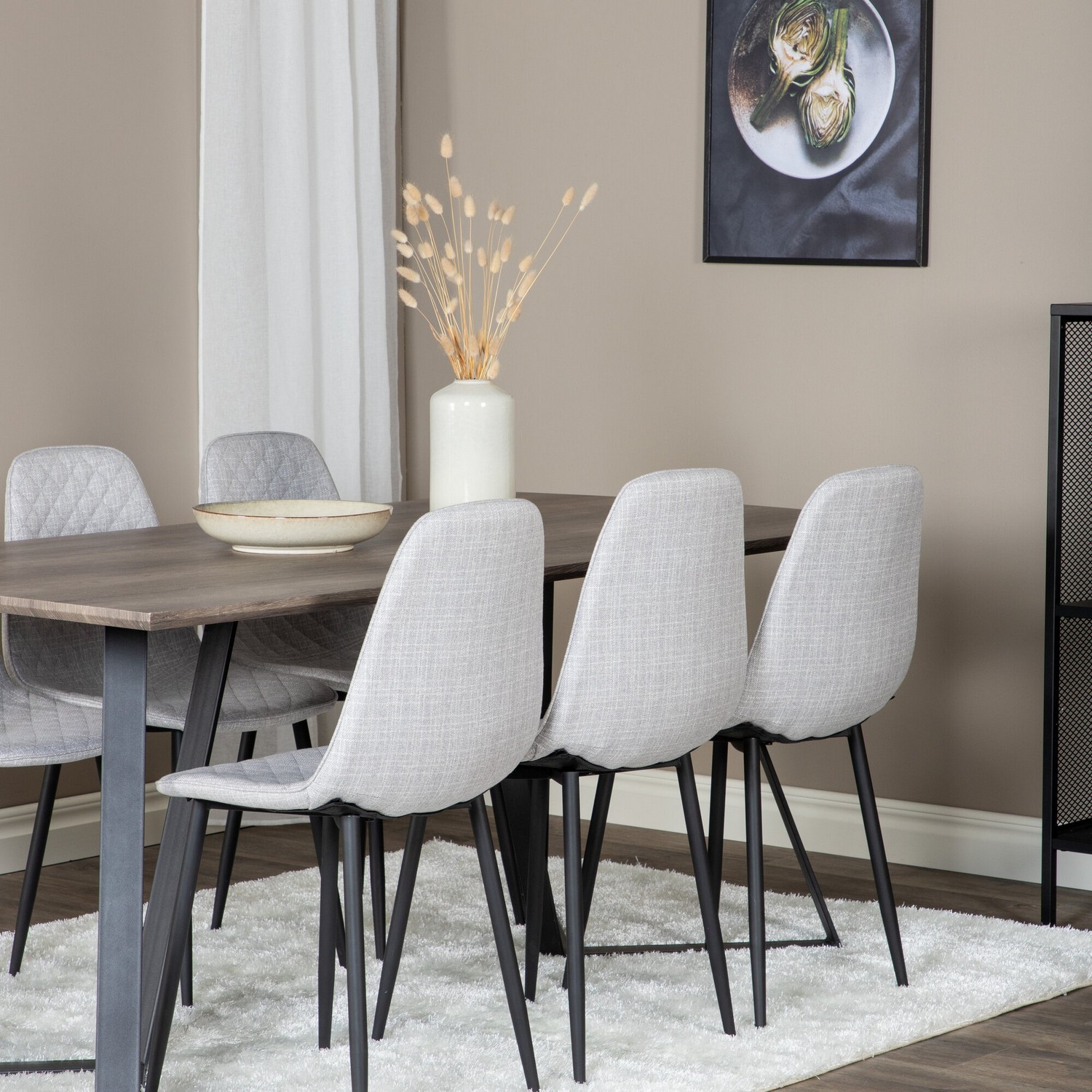 Spisegruppe Venture Home Madde med 6 Phoi Stoler Polyester