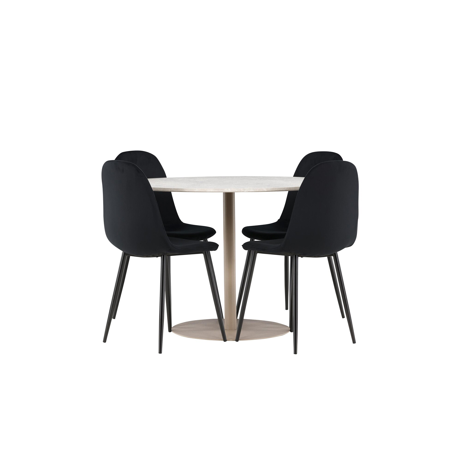 Spisegruppe Venture Home Lycke Ø110 med 4 stk Polar Stoler Fløyel
