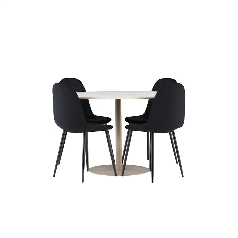 Spisegruppe Venture Home Lycke Ø110 med 4 stk Polar Stoler Fløyel