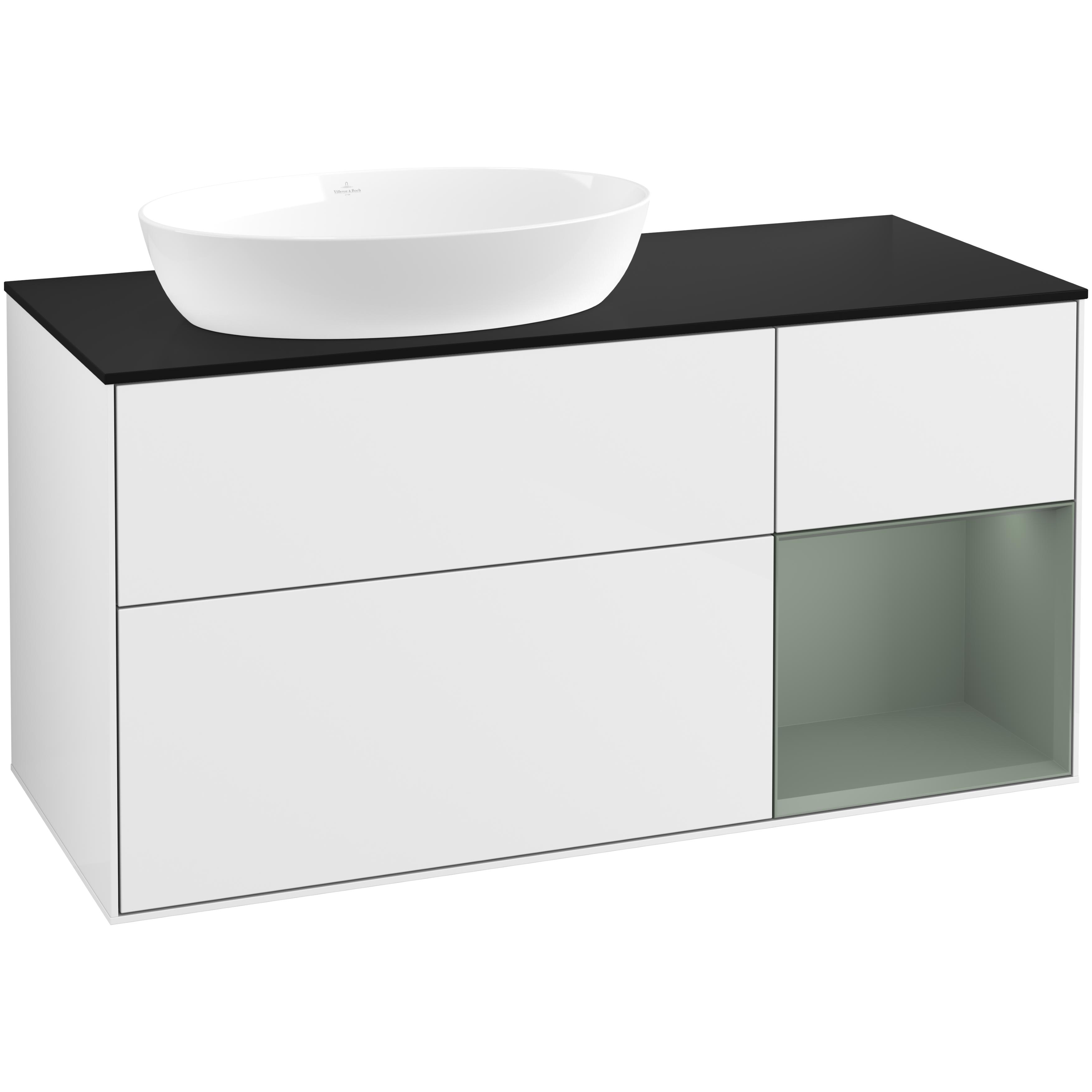 Tvättställsskåp Villeroy & Boch Finion med 3 Lådor Hylla och Bänkskiva för Ocentrerat Tvättställ från Artis & Collaro