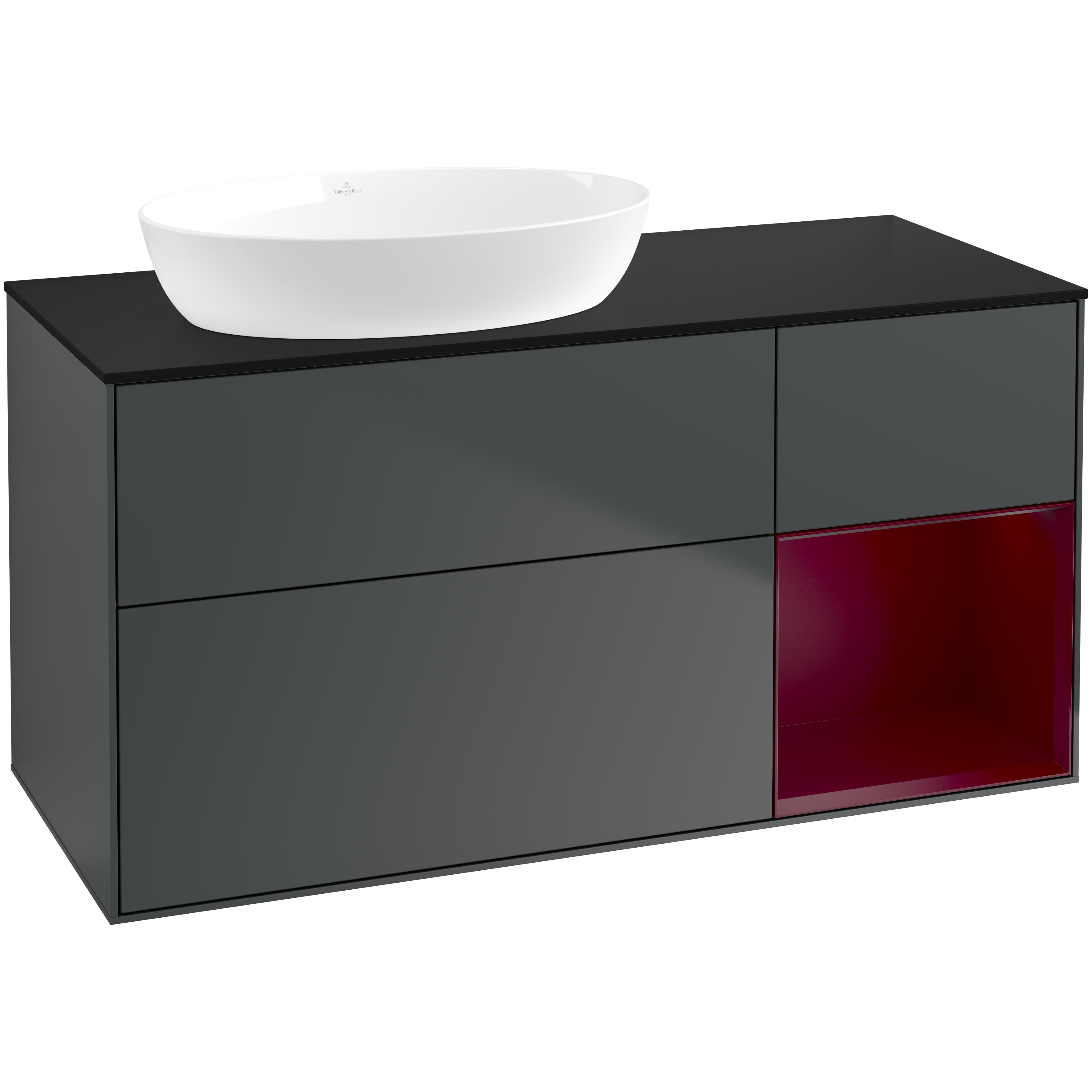 Tvättställsskåp Villeroy & Boch Finion med 3 Lådor Hylla och Bänkskiva för Ocentrerat Tvättställ från Artis & Collaro