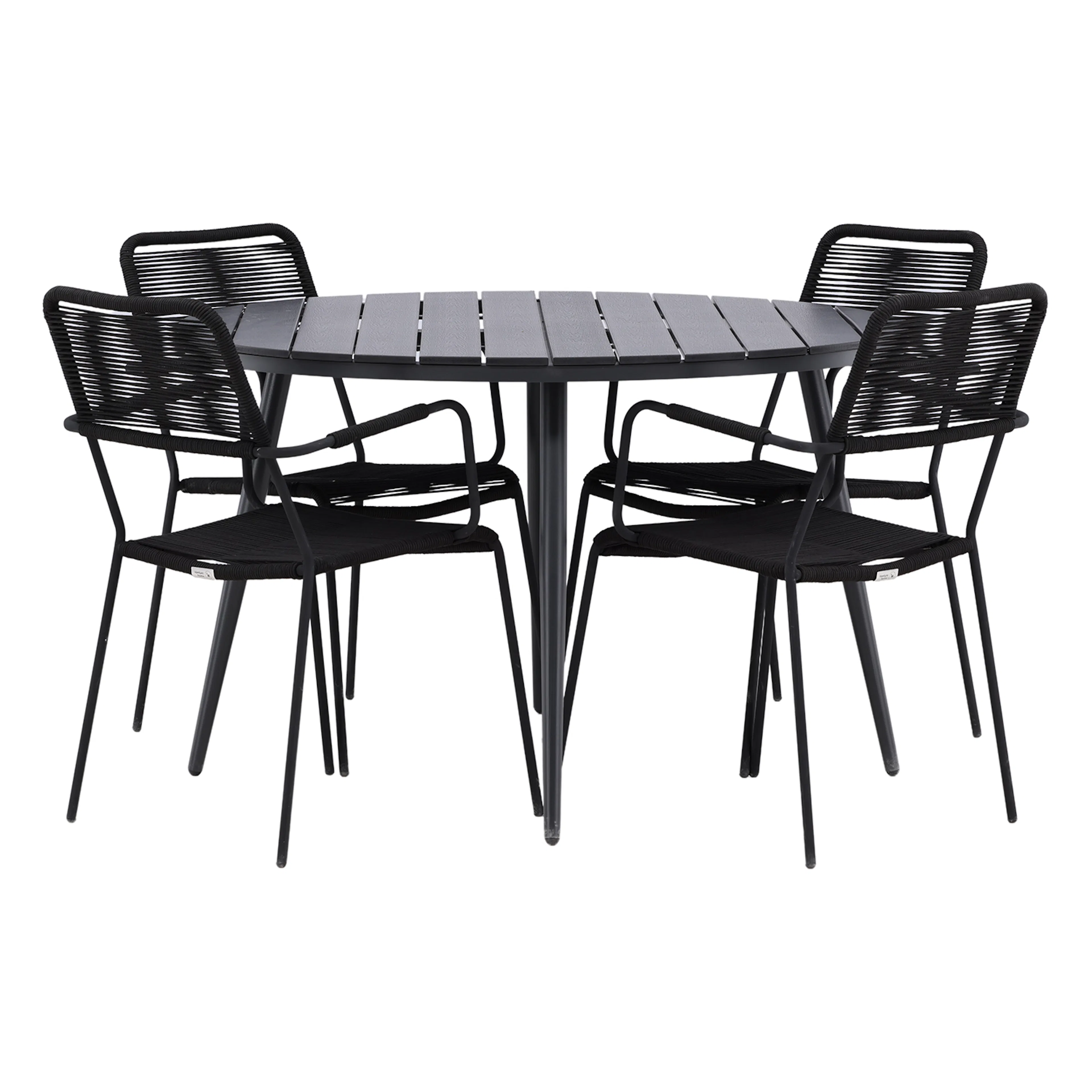 Spisegruppe Venture Home Break Ø120 med 4 Lindos Lenestoler