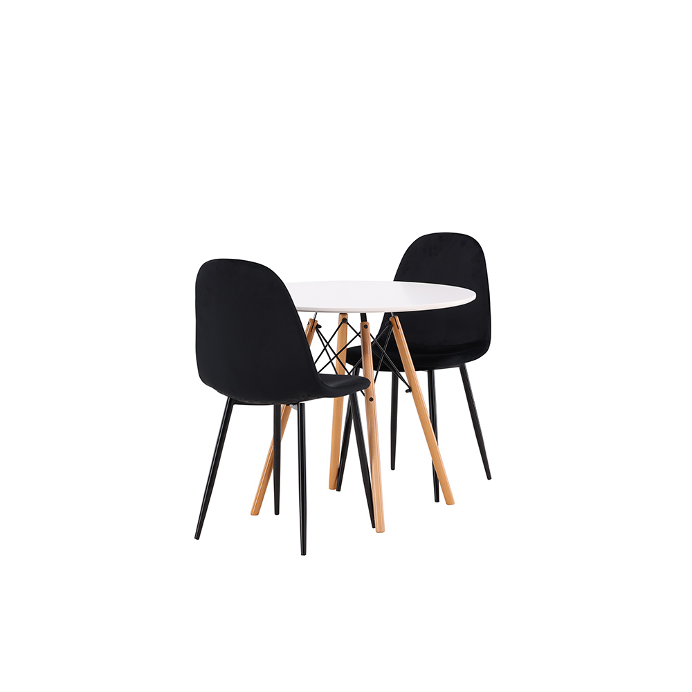 Spisegruppe Venture Home Danburi Ø 60 cm med 2 Polar Fløyel Stoler