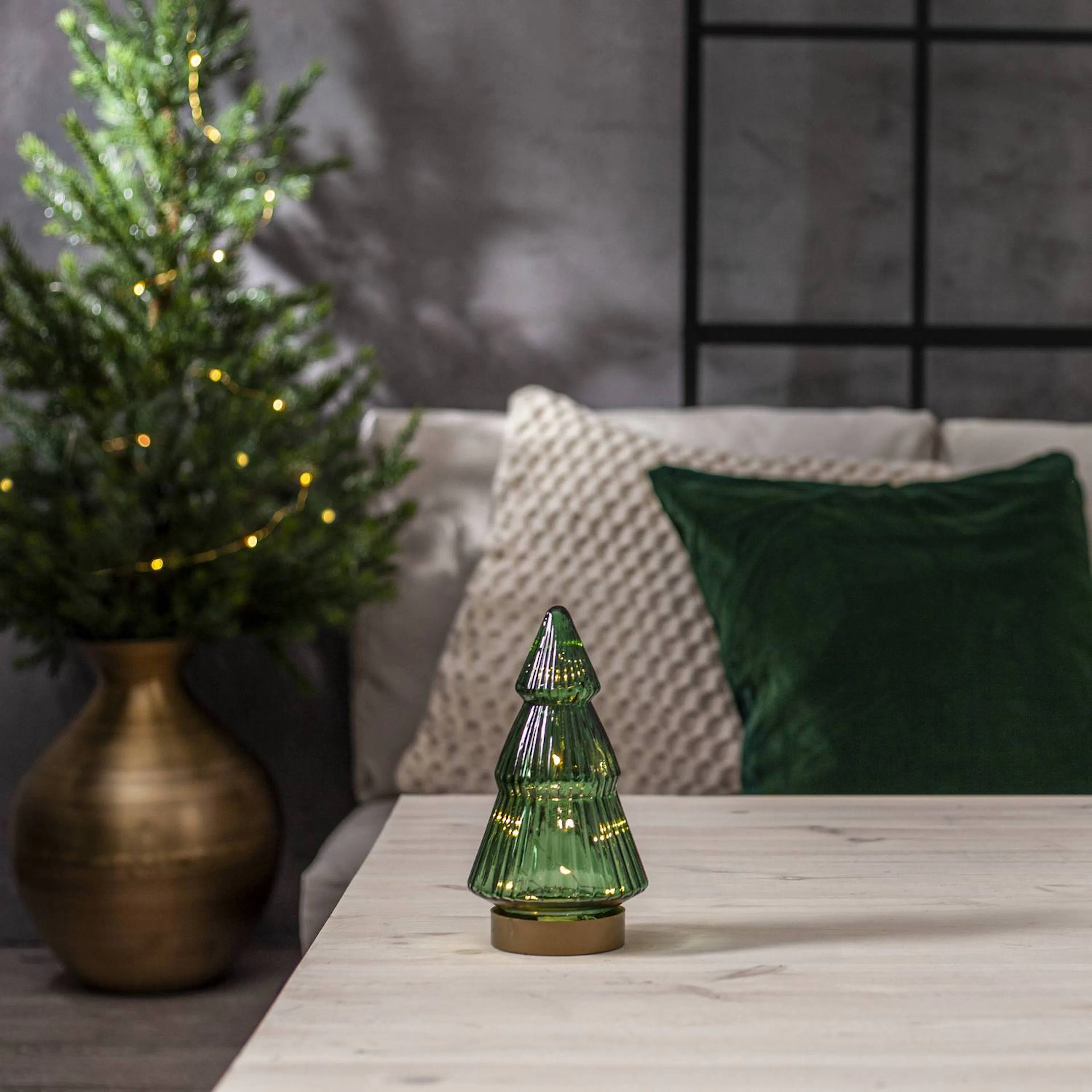 Glassdekorasjon Star Trading Verde Gran med Belysning