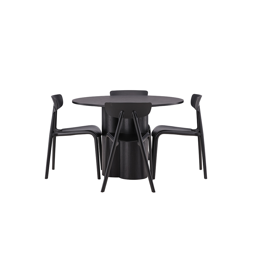 Spisegruppe Venture Home Olivia Ø 110 cm med 4 Ursholmen Stoler