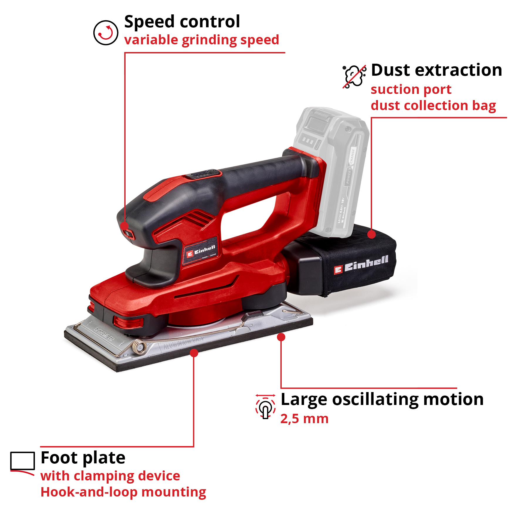Slipmaskin Einhell TE-OS 18/230 Li Solo Oscillerende Trådløs uten Batteri