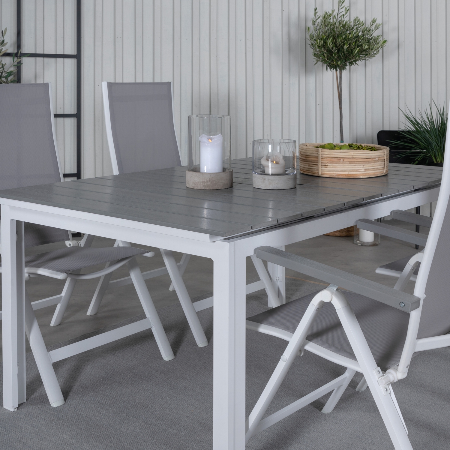 Spisegruppe Venture Home Lova 160 Hvit med 4 Aleyna Posisjonsstoler