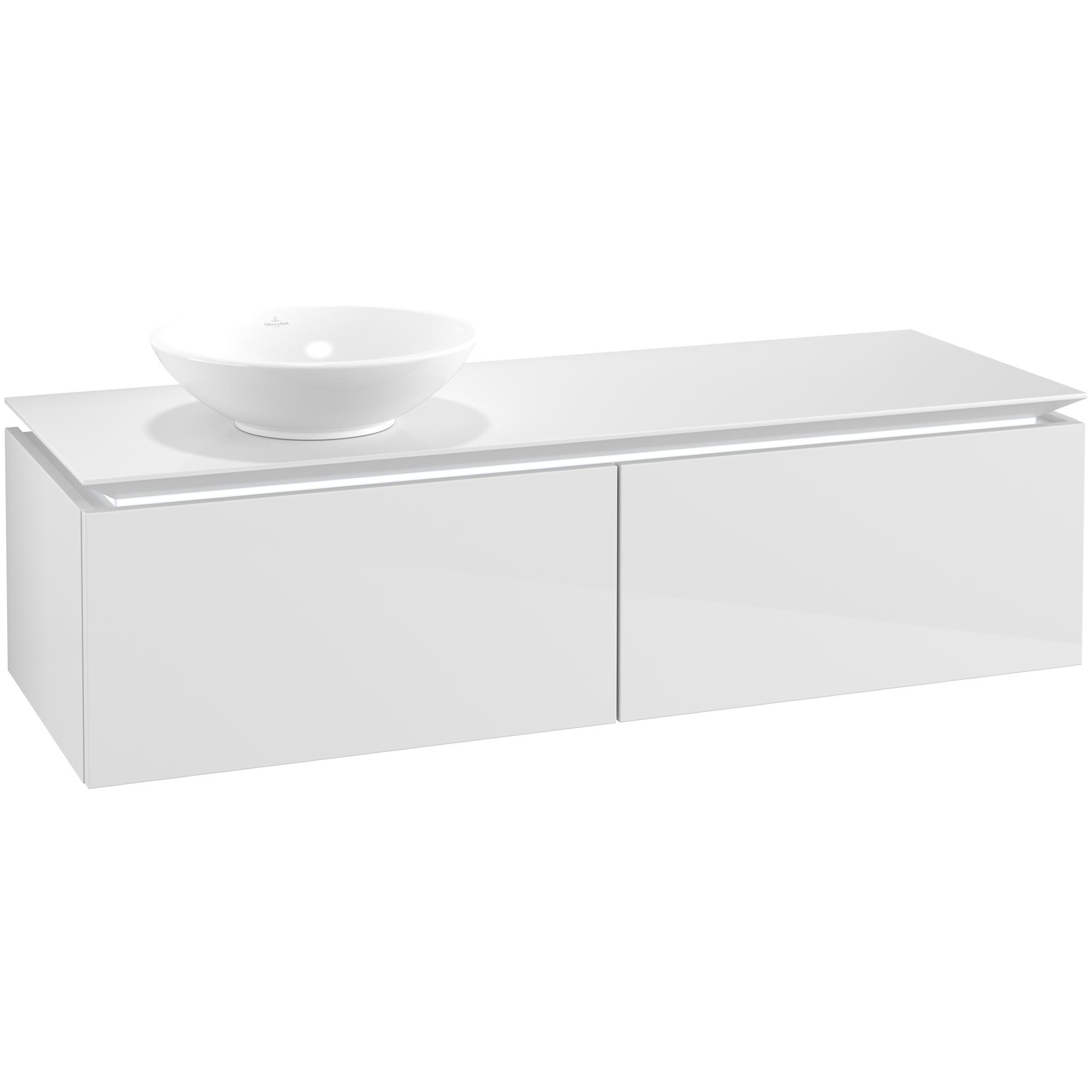 Tvättställsskåp Villeroy & Boch Legato Kompakt 1400 med 2 Lådor för Ocentrerat Ytmonterat Tvättställ