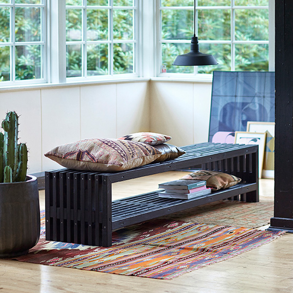 Benk PLUS Rustikk Design med Hylle 2180 mm
