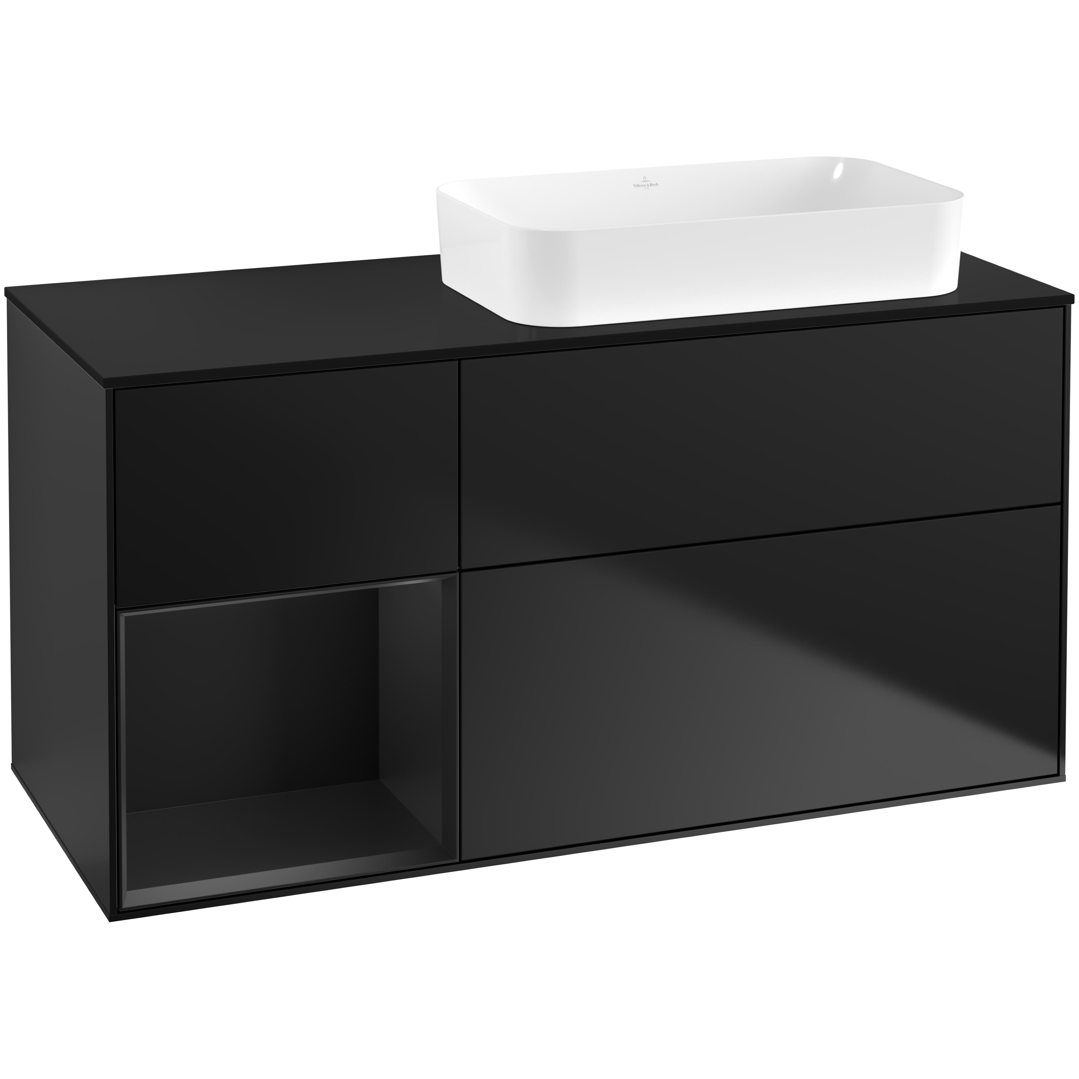 Tvättställsskåp Villeroy & Boch Finion med 3 Lådor Hylla och Bänkskiva för Ocentrerat Fristående Tvättställ