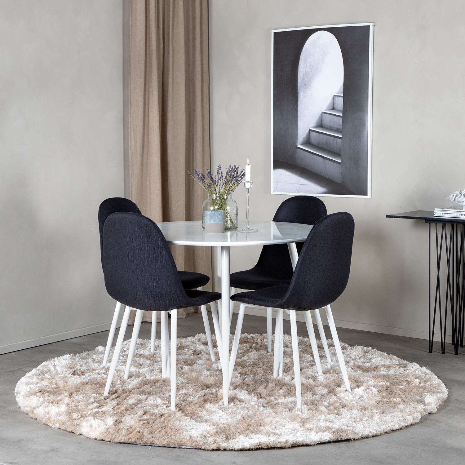 Spisegruppe Venture Home Plake med 4 Pobbie Stoler Polyester Rundt