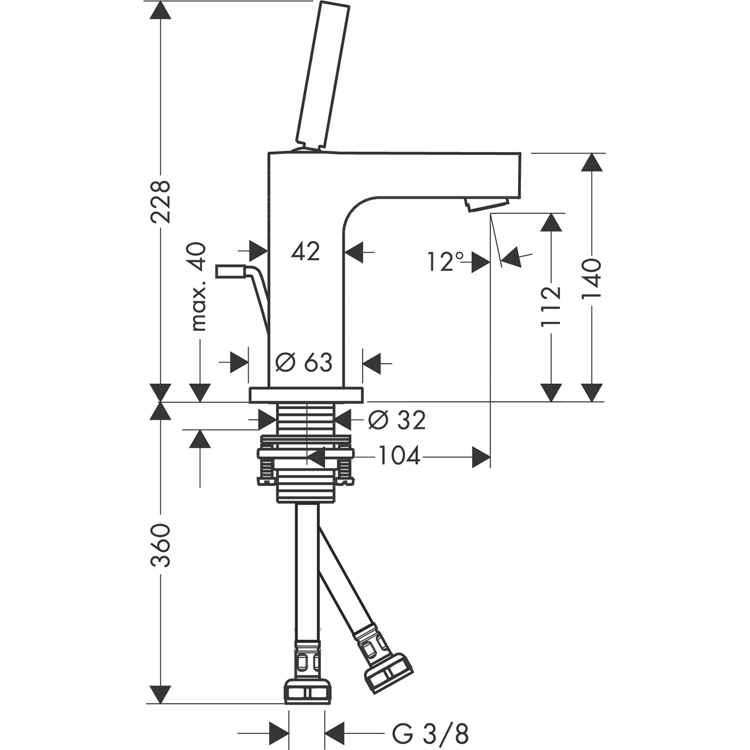Servantbatteri Hansgrohe Axor Citterio 110