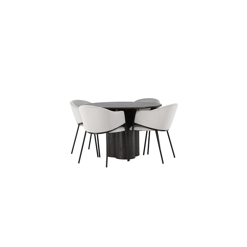 Spisegruppe Venture Home Olivia Ø110 cm med 4 stk Evelina Stoler