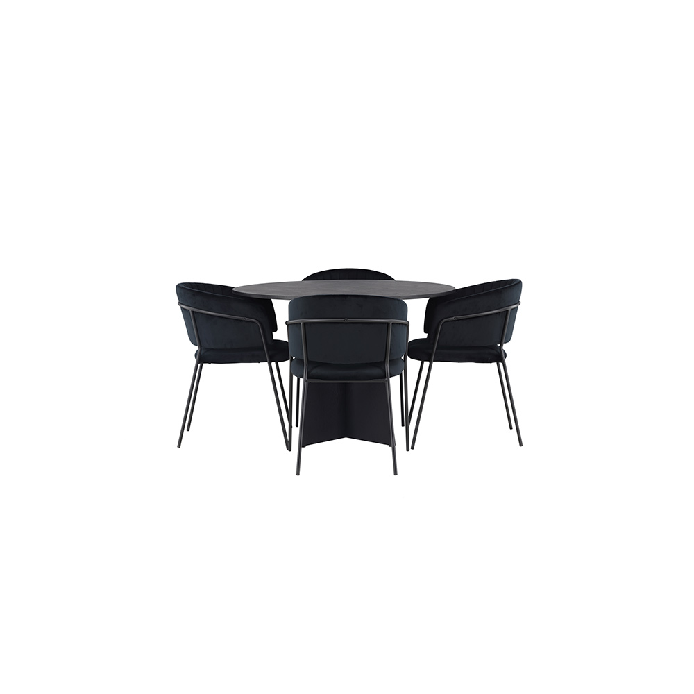 Spisegruppe Venture Home Bootcut Ø110 cm med 4 stk Selma Stoler