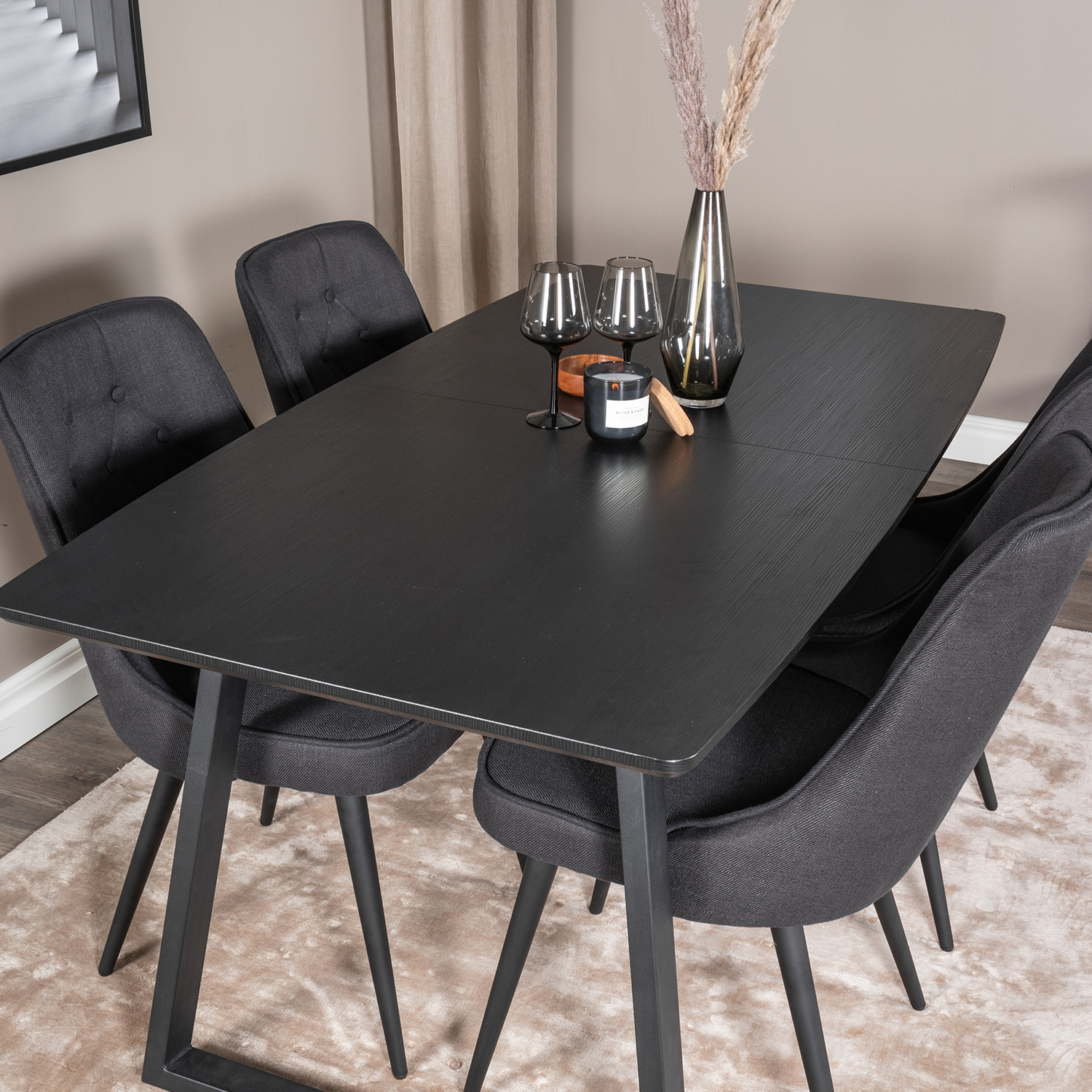 Spisegruppe Venture Home Ina med 4 Vera Stoler Polyester
