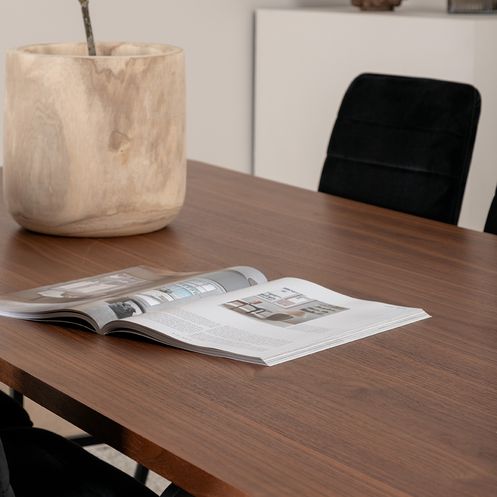 Uno Dining Table  - Black / Walnut Veneer+Windu Lyx Chair - Sammet/Sort