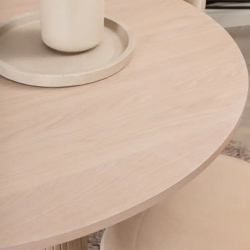 Spisegruppe Venture Home Bianca Rund med 4 Valentina Stitches Stoler Fløyel