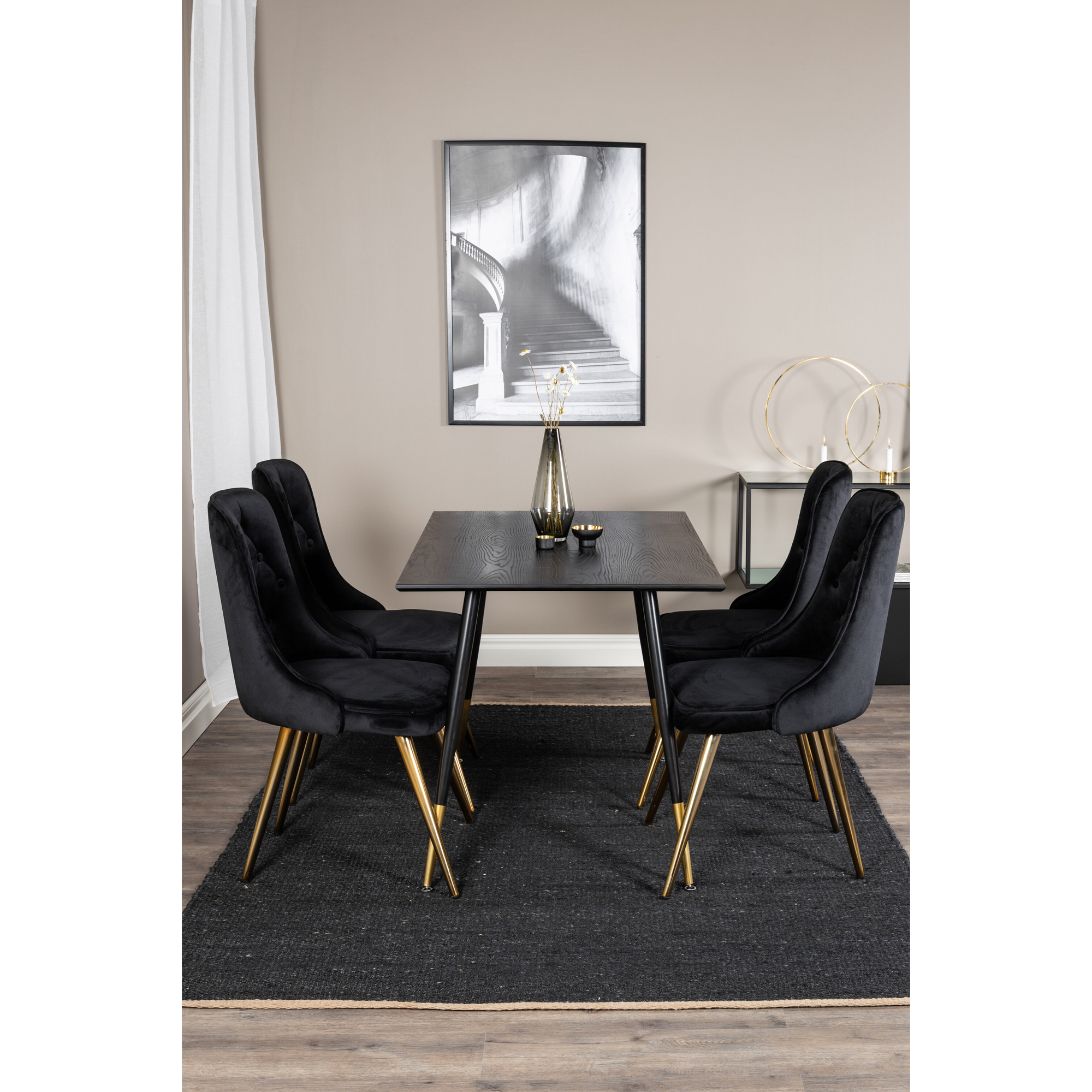 Spisegruppe Venture Home Dipp med 4 Velvet Deluxe Stoler