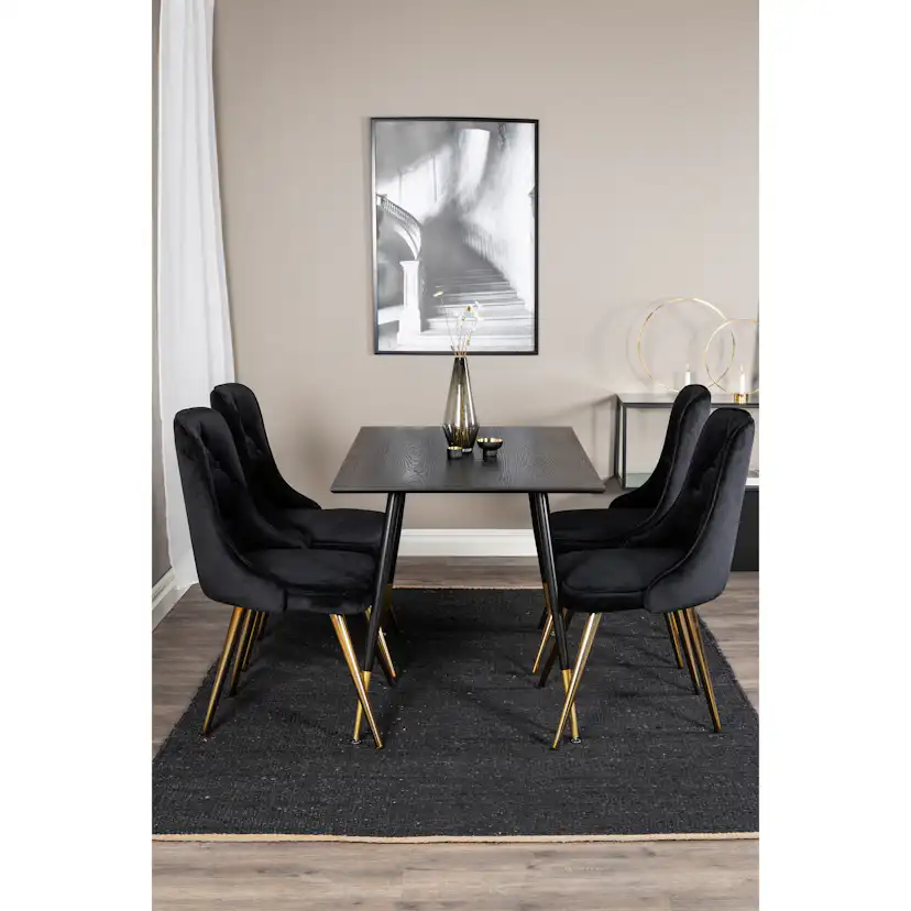 Spisegruppe Venture Home Dipp med 4 Velvet Deluxe Stoler