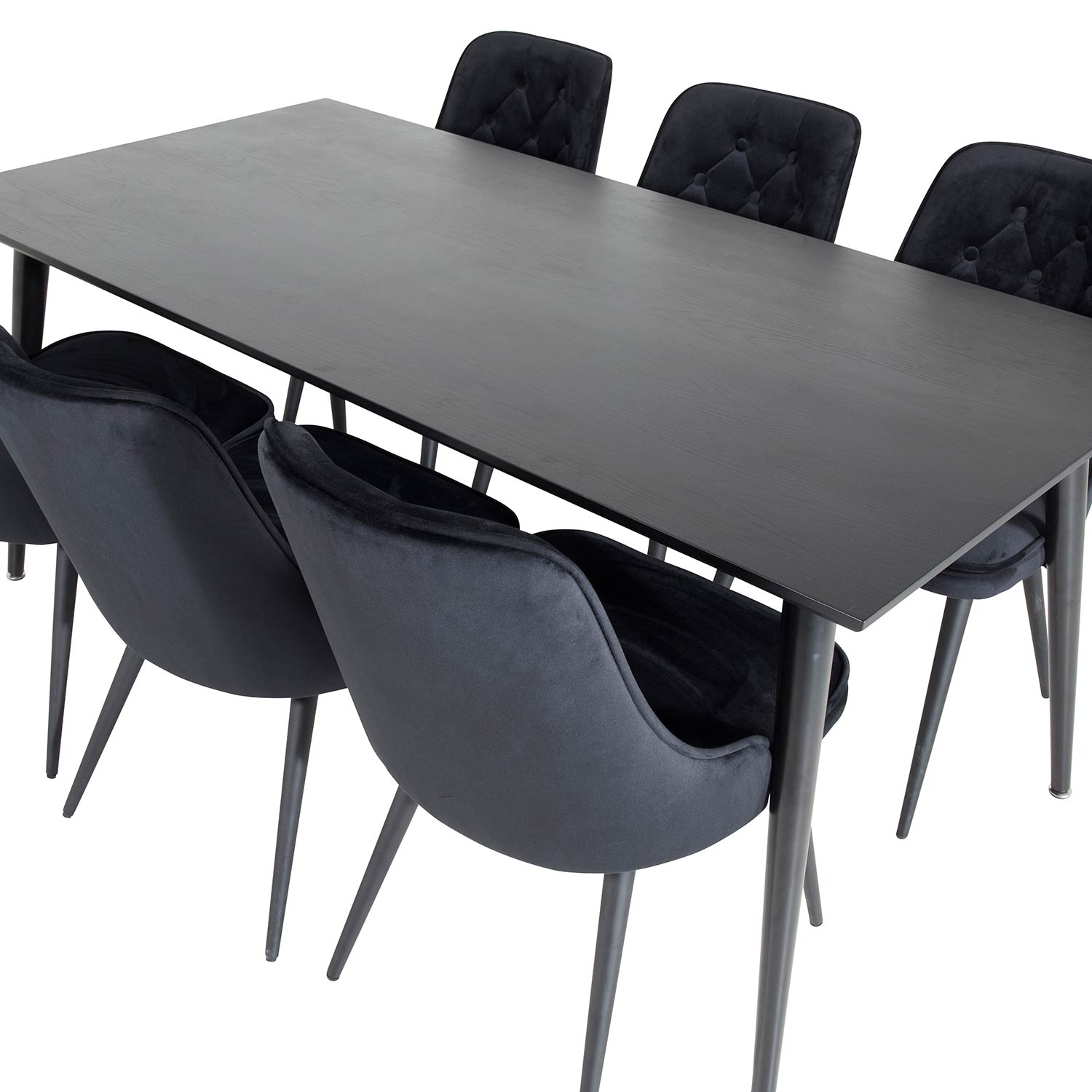 Spisegruppe Venture Home Dipp med 6 Velvet Deluxe Fløyel Stoler