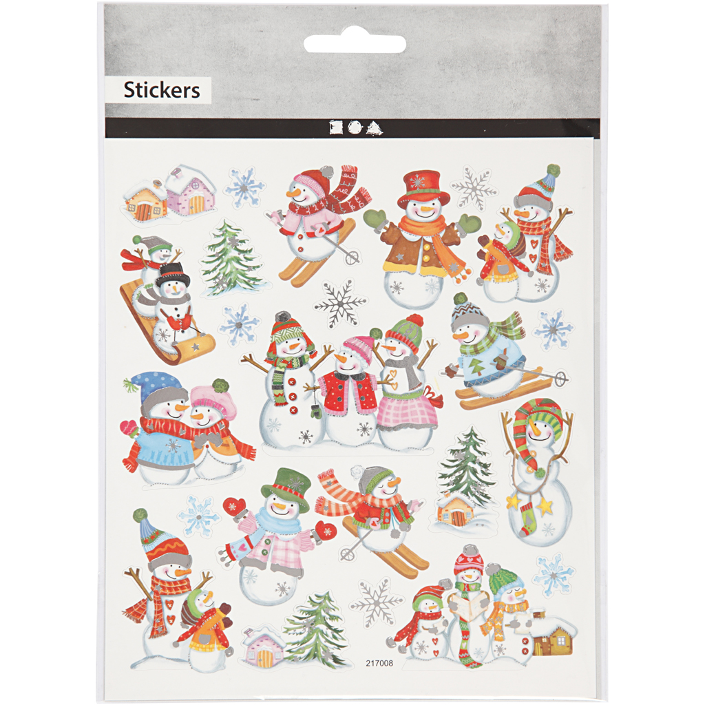 Klistremerker Creativ Company Snømenn på Ski 15x16,5 cm