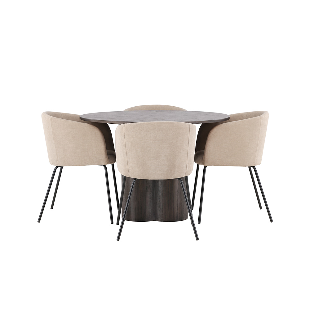 Spisegruppe Venture Home Olivia Ø 110 cm med 4 Berit Stoler