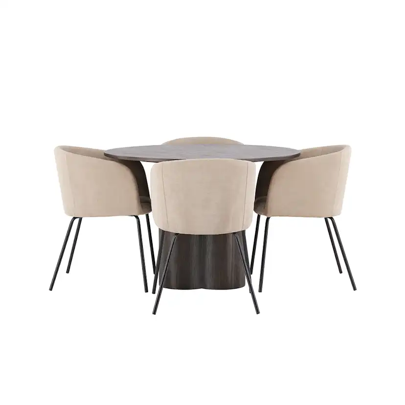 Spisegruppe Venture Home Olivia Ø 110 cm med 4 Berit Stoler