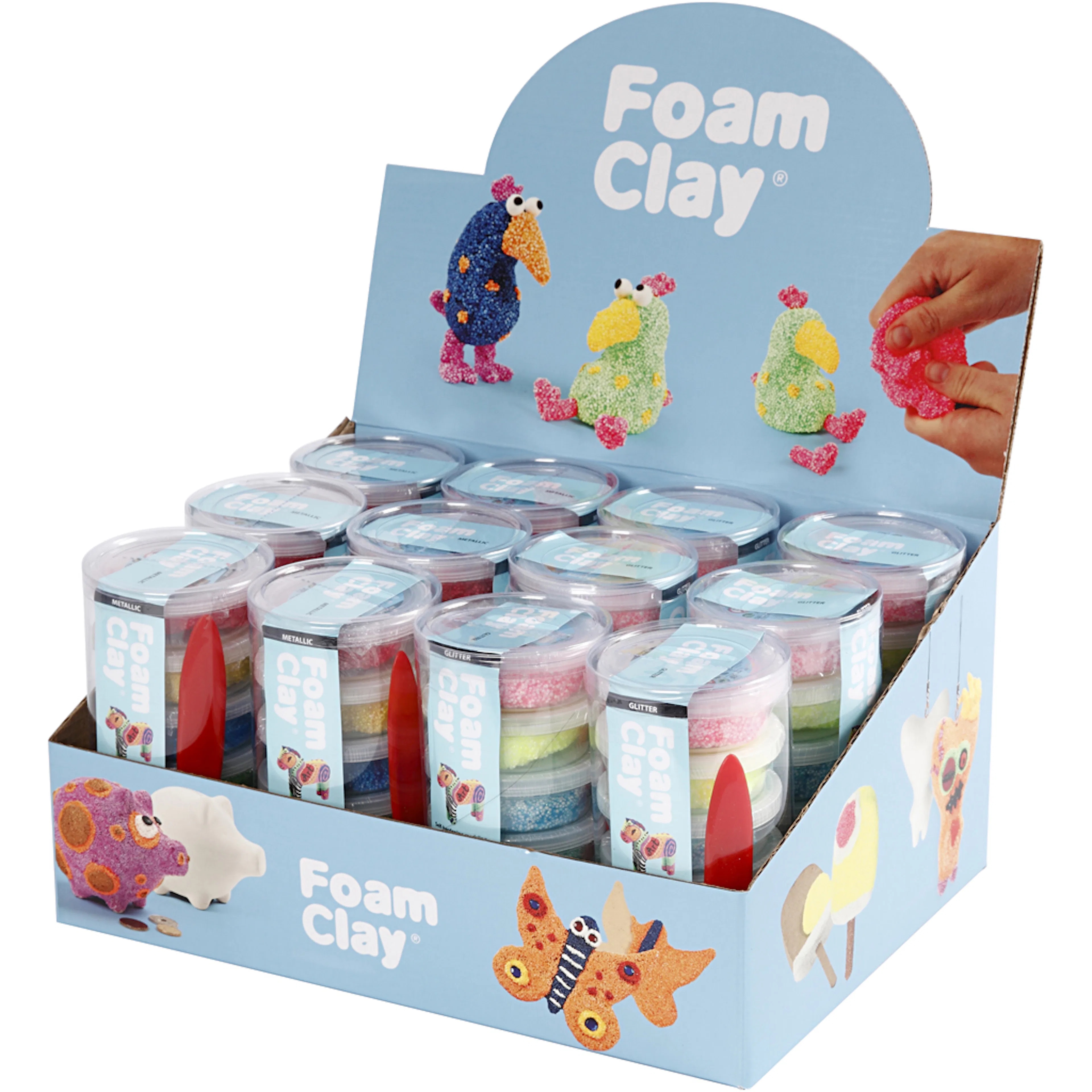 Modelleringsmateriale Creativ Company Foam Clay Glitter Farger Metallicfarger 12 Sett/1 Pk