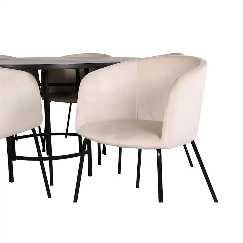 Spisegruppe furniture/fashion Copenhagen Ø140 cm med 6 Berit Stoler