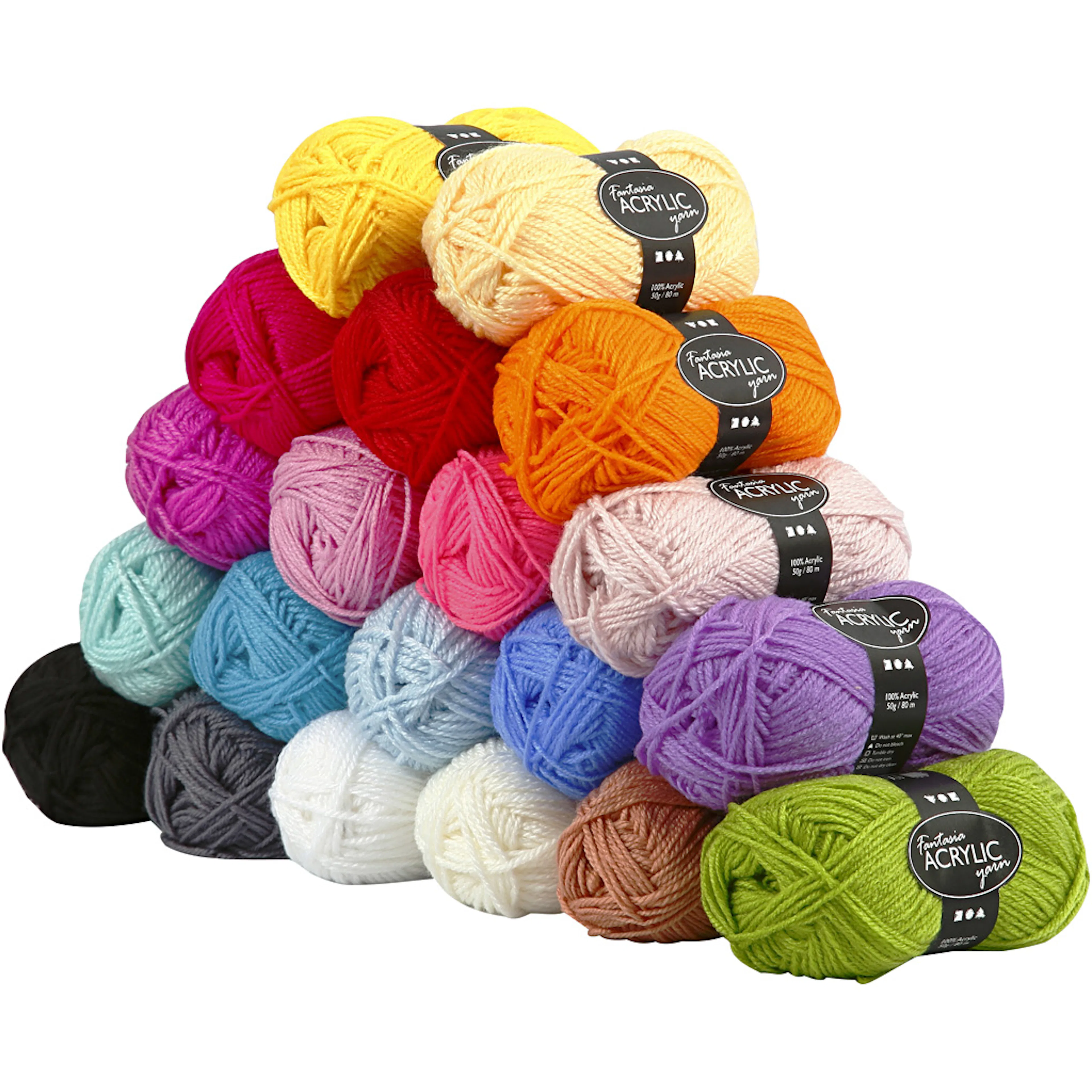 Akrylgarn Creativ Company Fantasia Ass Farger 80 m 20 stk 50 g/1 Pk