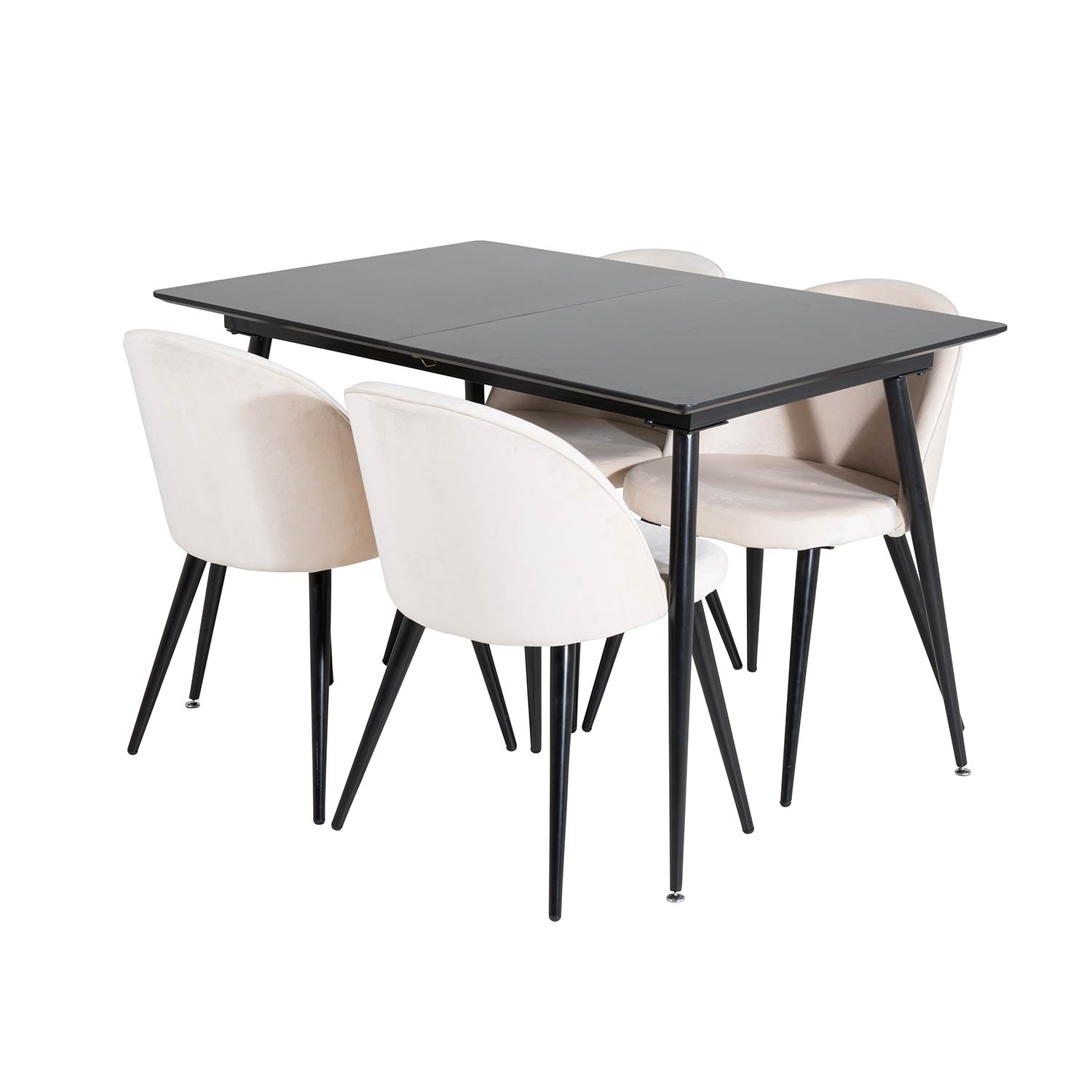 Silar Extention Table-Black Melamine/Velvet Chair/Black_4 Sort/Beige