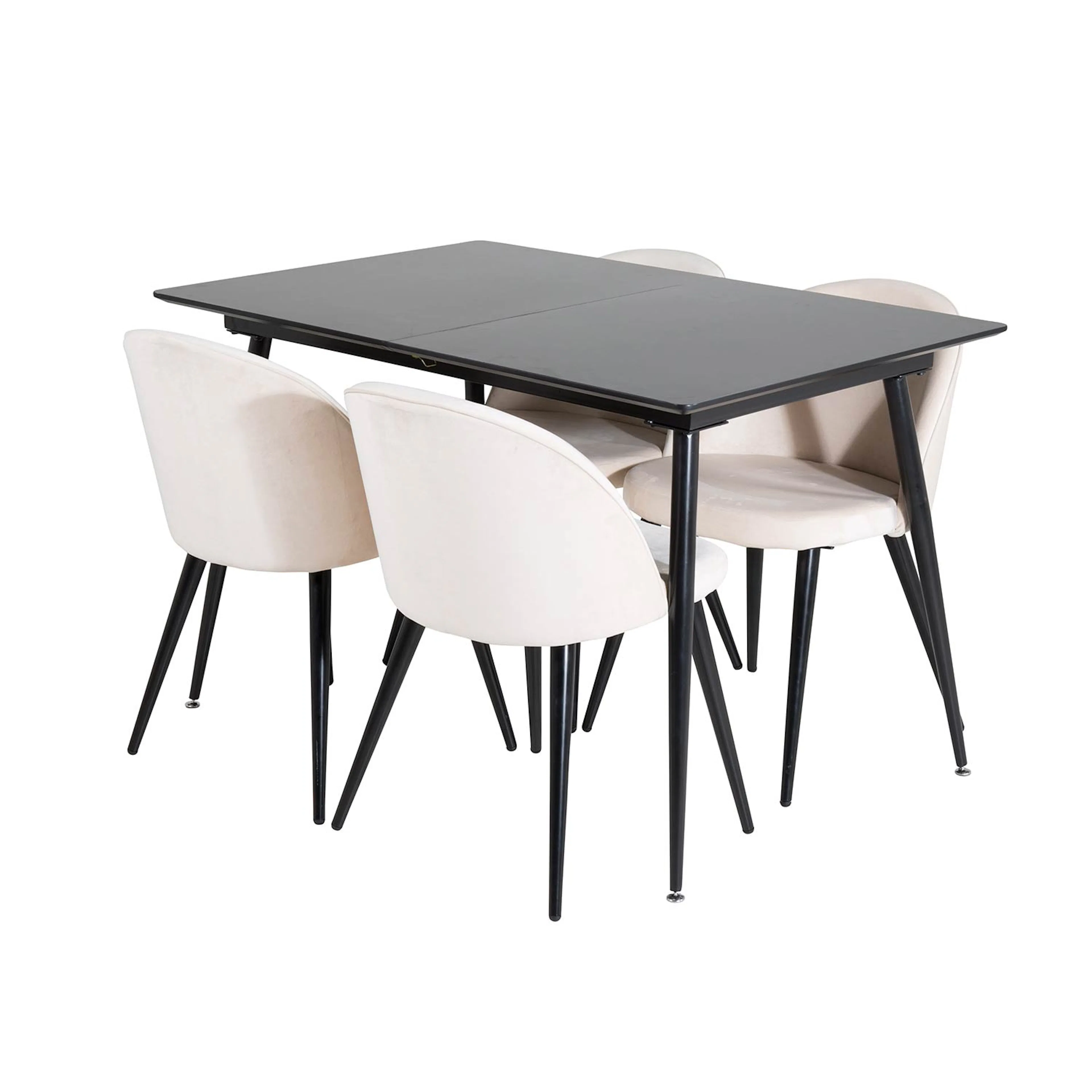 Silar Extention Table-Black Melamine/Velvet Chair/Black_4 Sort/Beige
