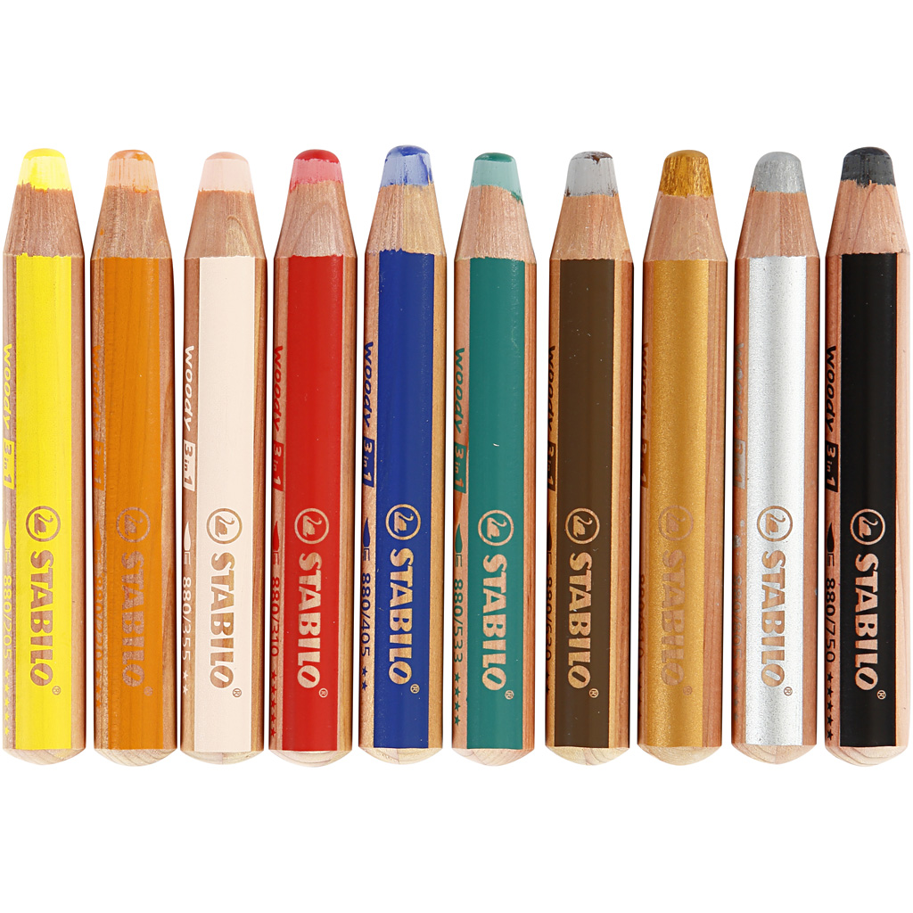 Fargeblyanter Creativ Company Woody 3-i-1 Ass Farger 10 stk/1 Pk