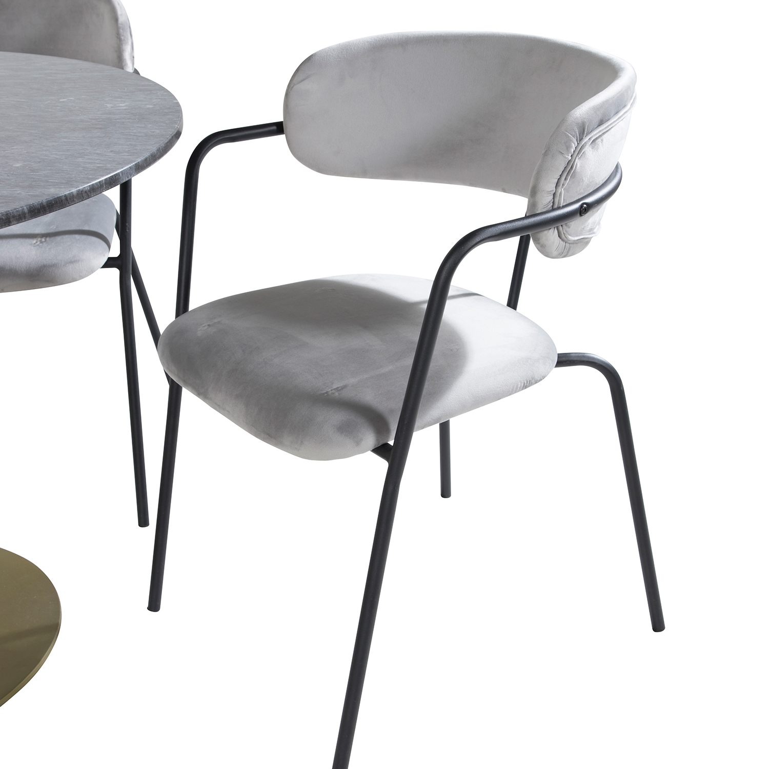 Spisegruppe Venture Home Estelle med 4 Aris Stoler Fløyel