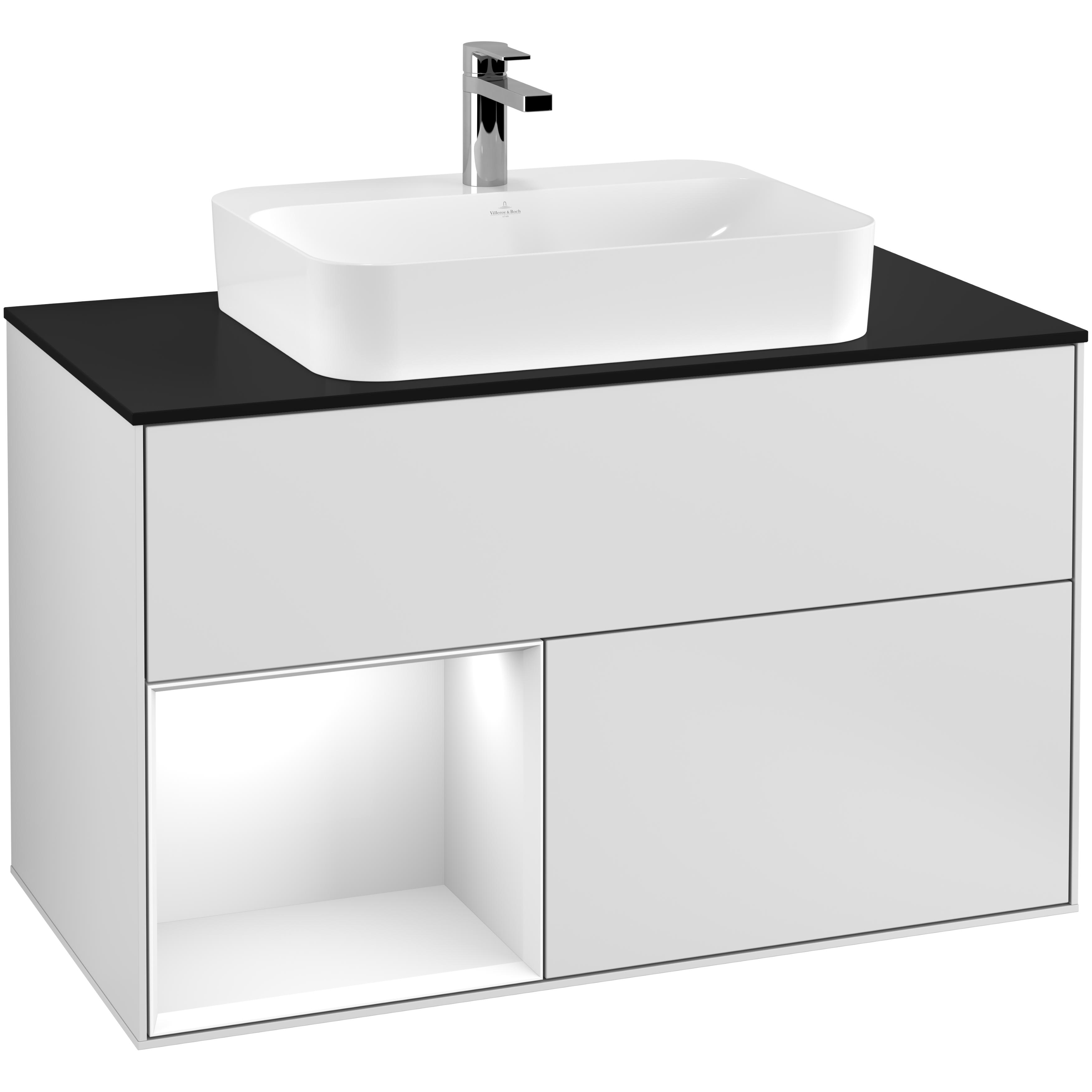 Tvättställsskåp Villeroy & Boch Finion med 2 Lådor Hylla och Bänkskiva för Ytmonterat Tvättställ | badrum - badrumsmobler - tvattstallsskap-och-kommod | KakelKungen